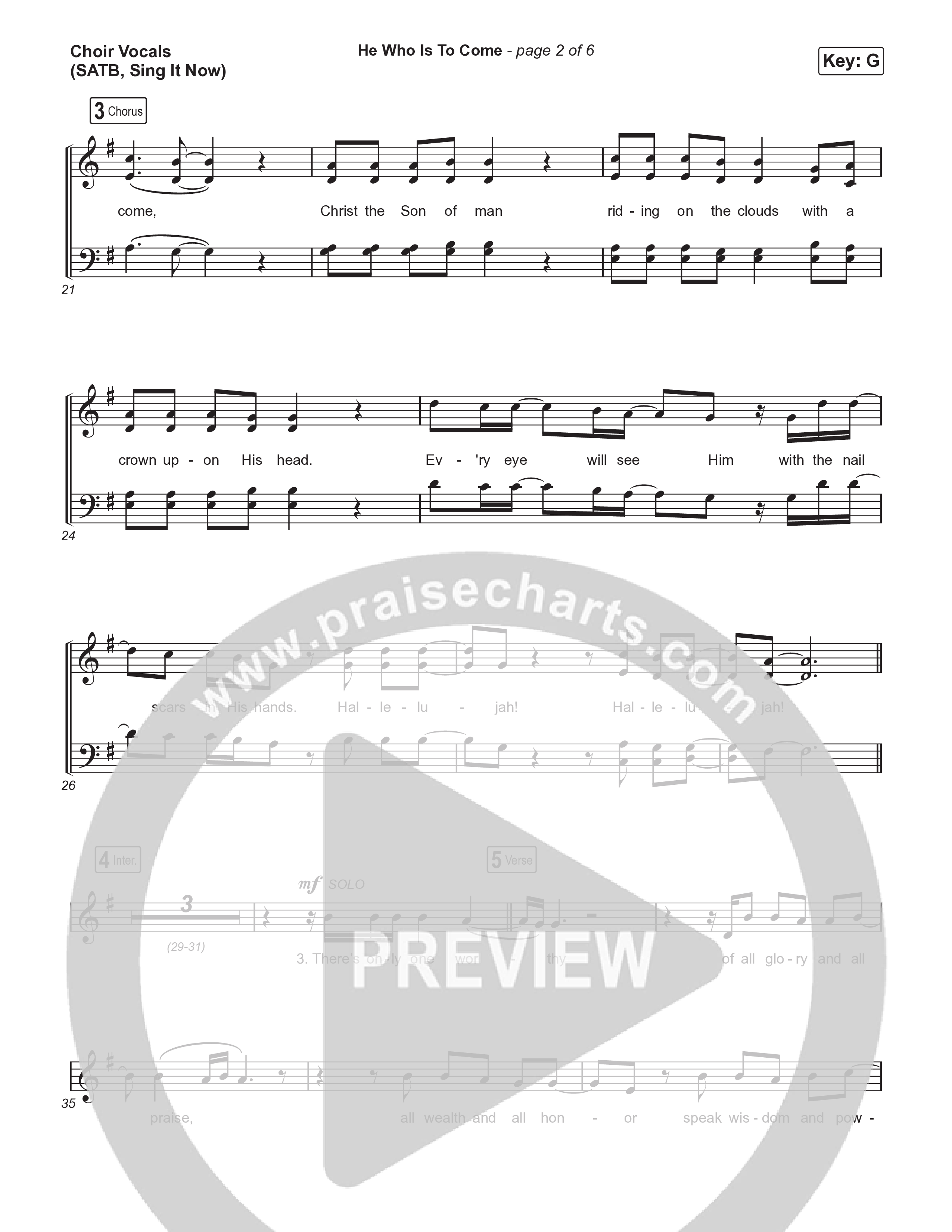 He Who Is To Come (Sing It Now) Choir Sheet (SATB) (Passion / Cody Carnes / Kristian Stanfill / Arr. Luke Gambill)