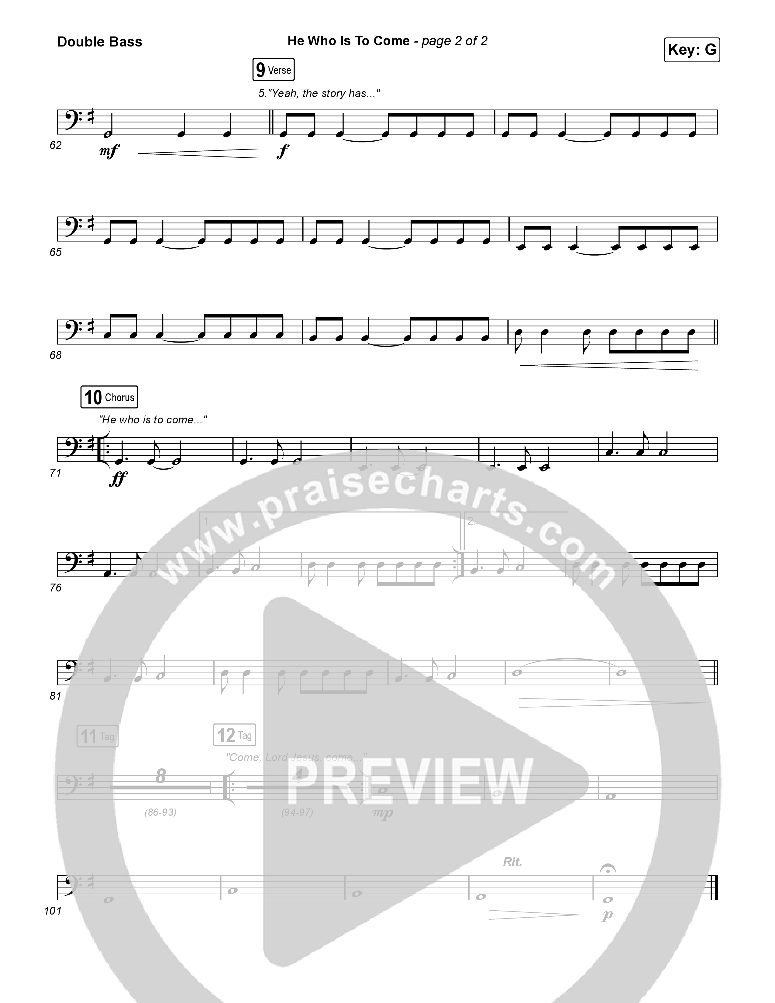 He Who Is To Come (Sing It Now) Double Bass (Passion / Cody Carnes / Kristian Stanfill / Arr. Luke Gambill)