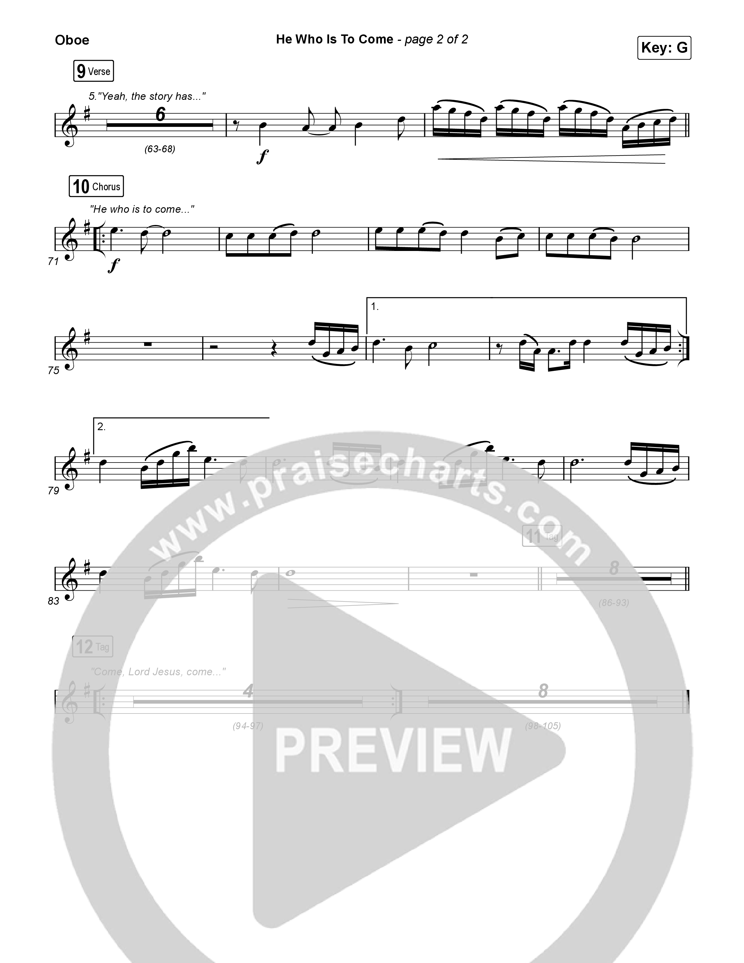 He Who Is To Come (Sing It Now) Oboe (Passion / Cody Carnes / Kristian Stanfill / Arr. Luke Gambill)