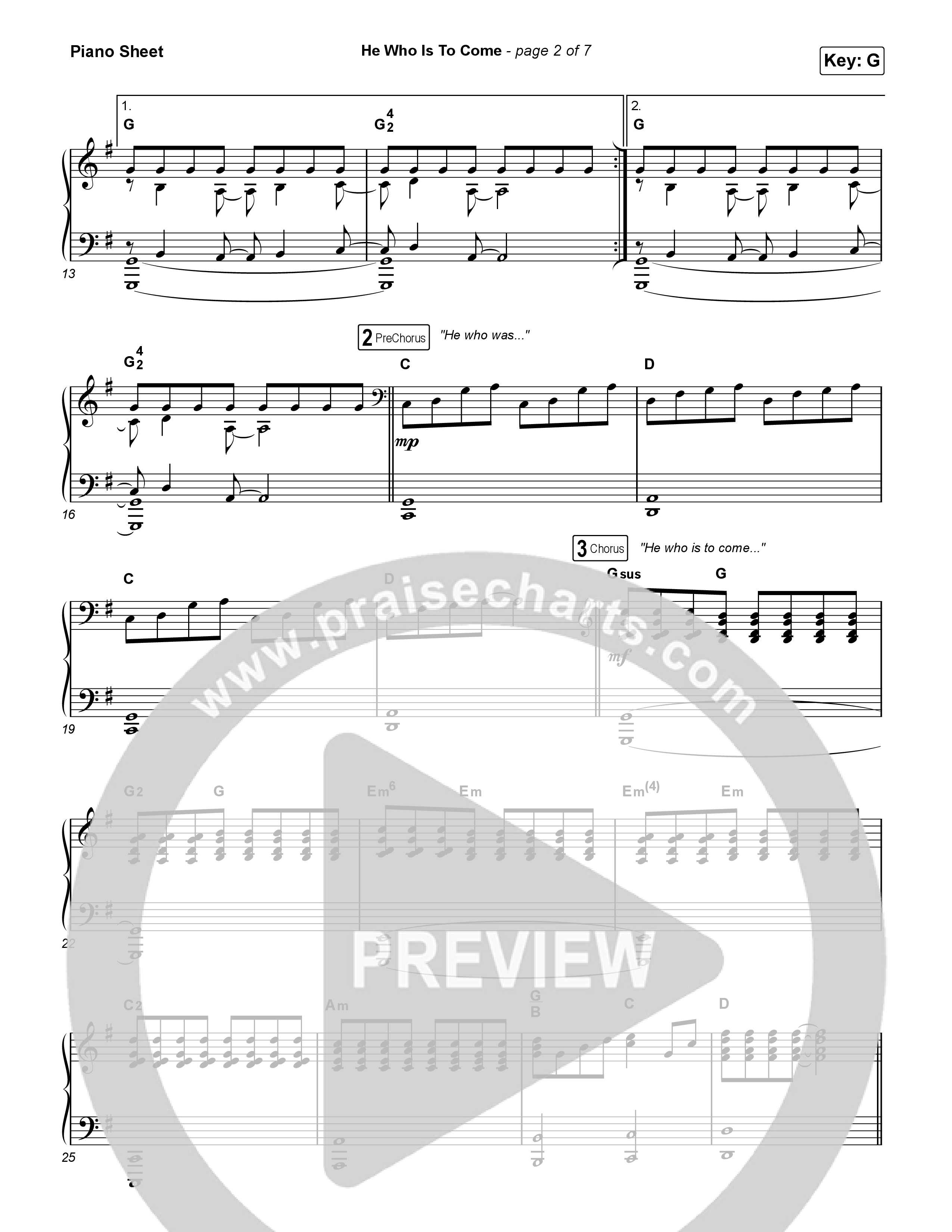 He Who Is To Come (Sing It Now) Piano Sheet (Passion / Cody Carnes / Kristian Stanfill / Arr. Luke Gambill)