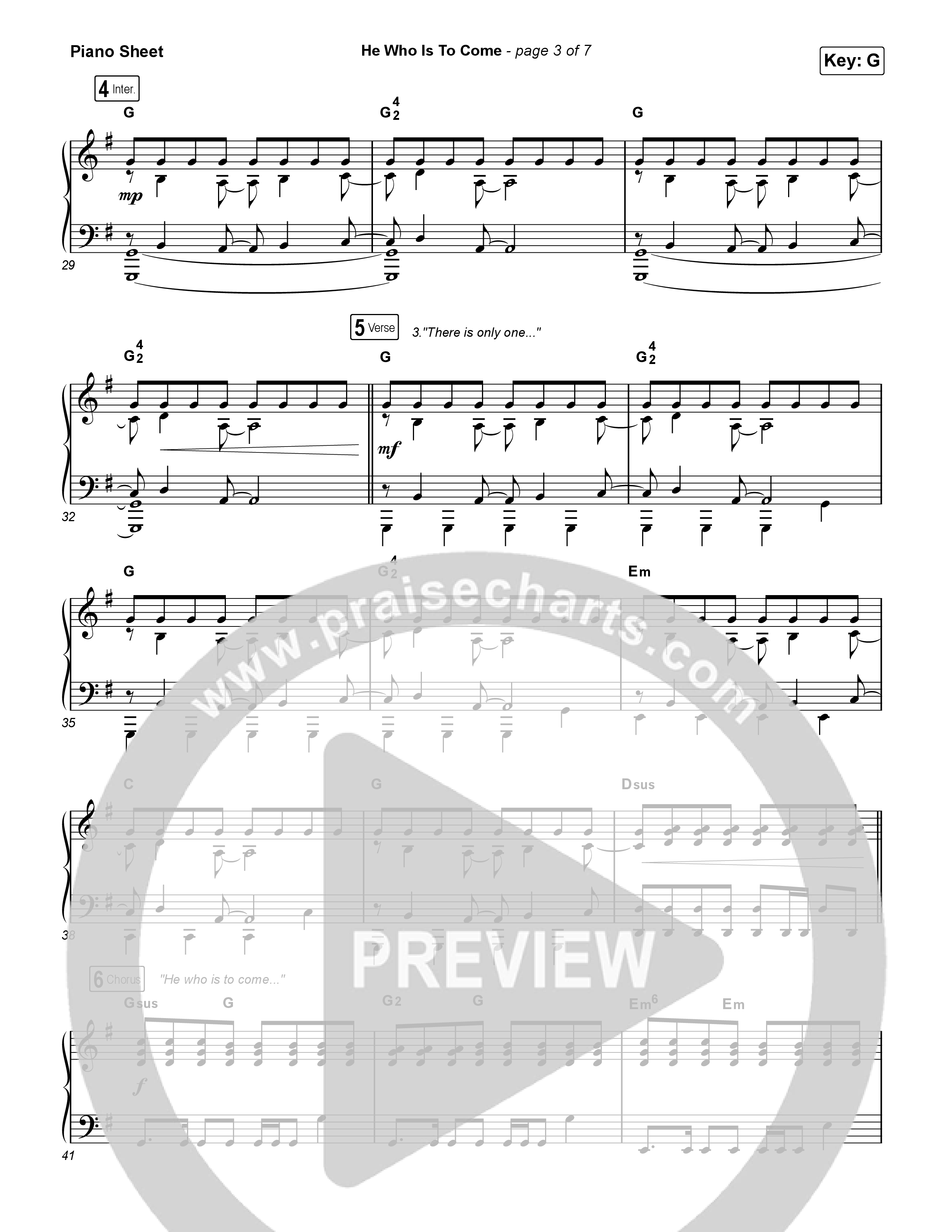 He Who Is To Come (Sing It Now) Piano Sheet (Passion / Cody Carnes / Kristian Stanfill / Arr. Luke Gambill)