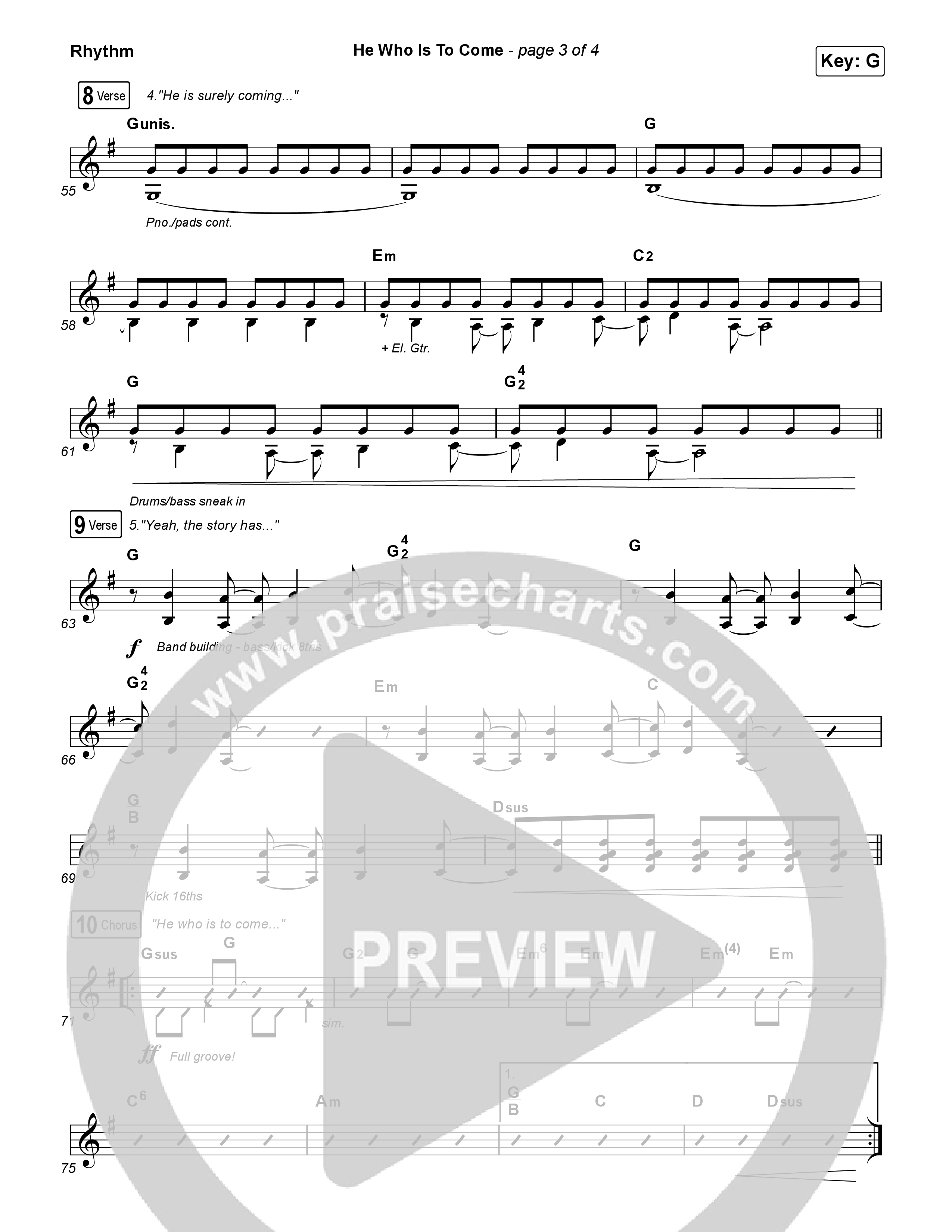 He Who Is To Come (Sing It Now) Rhythm Chart (Passion / Cody Carnes / Kristian Stanfill / Arr. Luke Gambill)