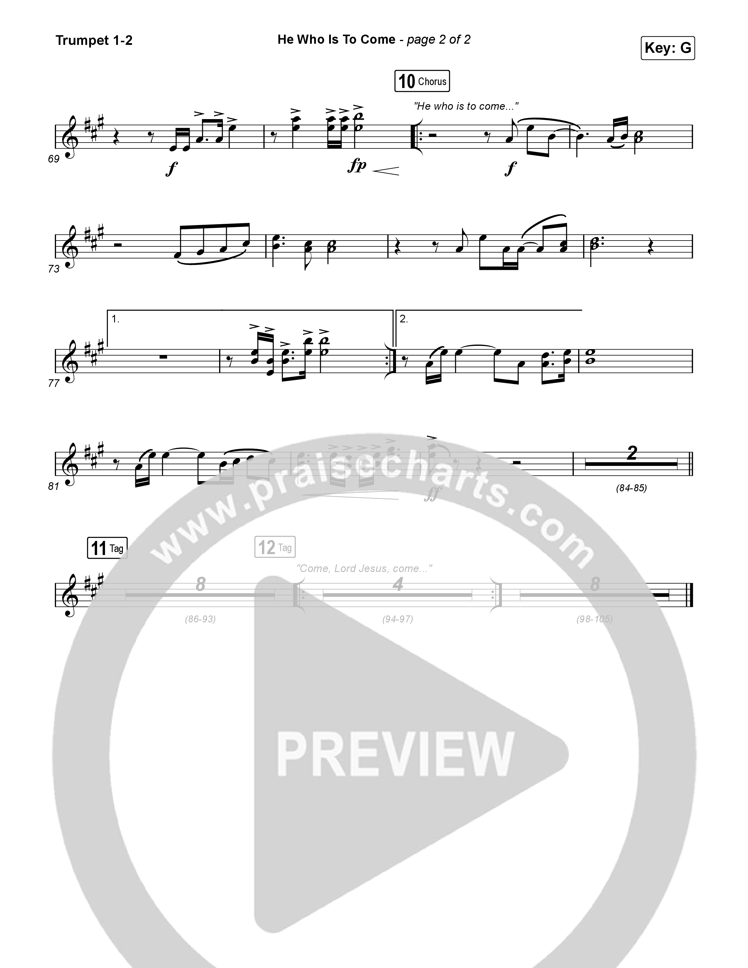 He Who Is To Come (Sing It Now) Trumpet 1,2 (Passion / Cody Carnes / Kristian Stanfill / Arr. Luke Gambill)