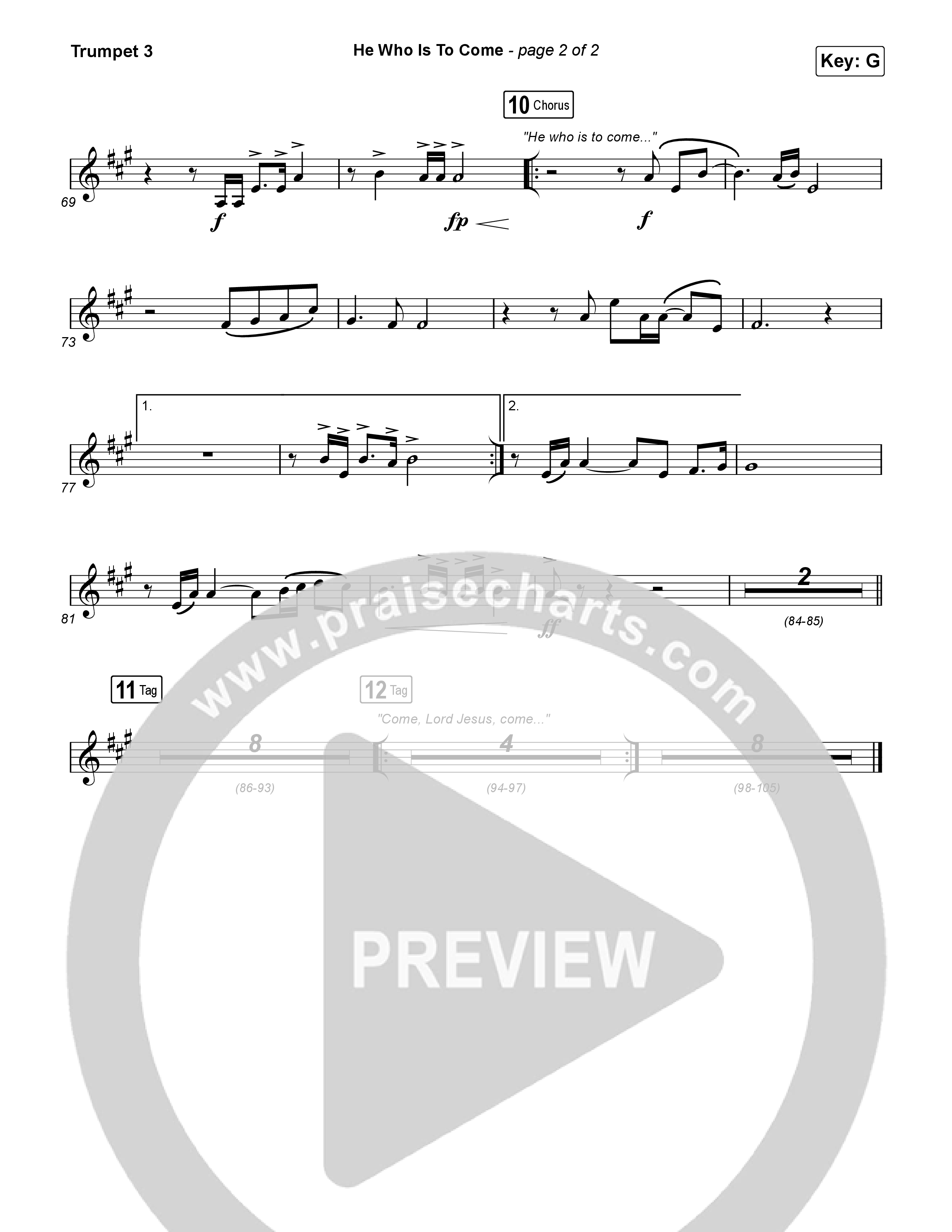 He Who Is To Come (Sing It Now) Trumpet 3 (Passion / Cody Carnes / Kristian Stanfill / Arr. Luke Gambill)