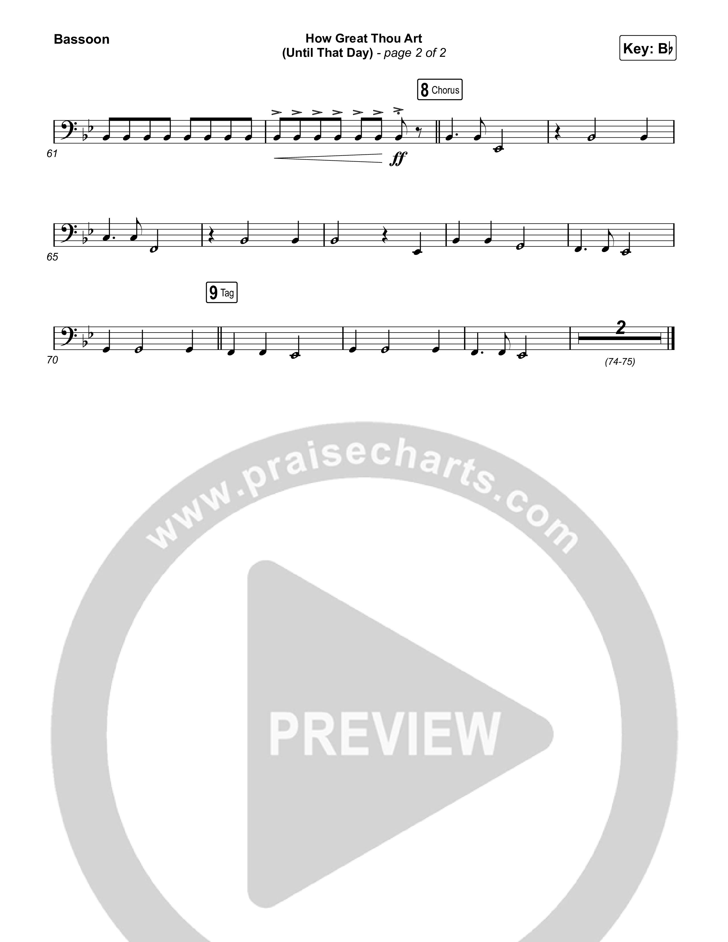 How Great Thou Art (Until That Day) Bassoon (Matt Redman / Chris Tomlin / Hillary Scott / Cody Carnes / Kari Jobe / Naomi Raine / TAYA / Blessing Offor / Brian Johnson / Jenn Johnson / Matt Maher / Mitch Wong / Benjamin William Hastings / Pat Barrett / Jon Reddick / Ryan Ellis)