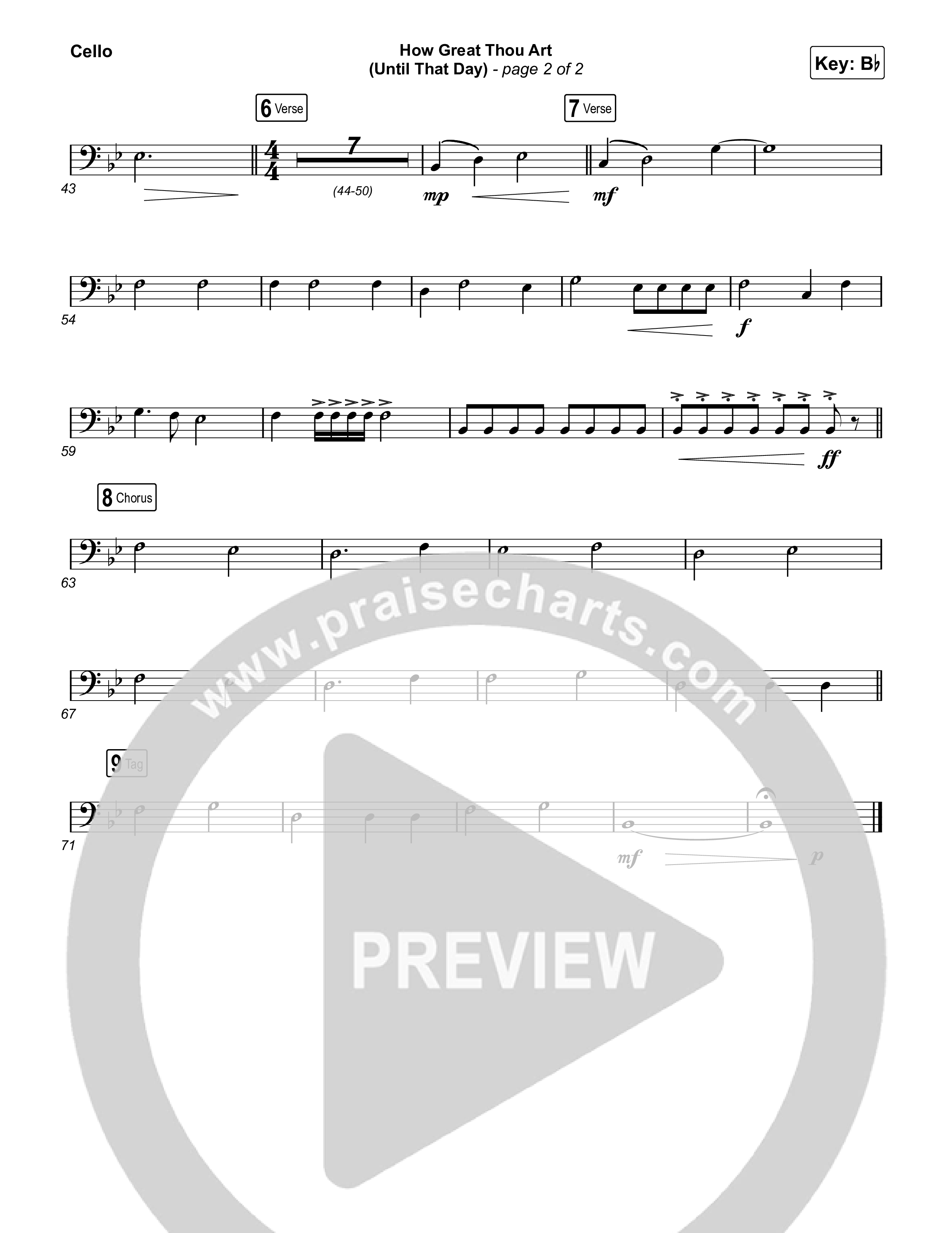 How Great Thou Art (Until That Day) Cello (Matt Redman / Chris Tomlin / Hillary Scott / Cody Carnes / Kari Jobe / Naomi Raine / TAYA / Blessing Offor / Brian Johnson / Jenn Johnson / Matt Maher / Mitch Wong / Benjamin William Hastings / Pat Barrett / Jon Reddick / Ryan Ellis)