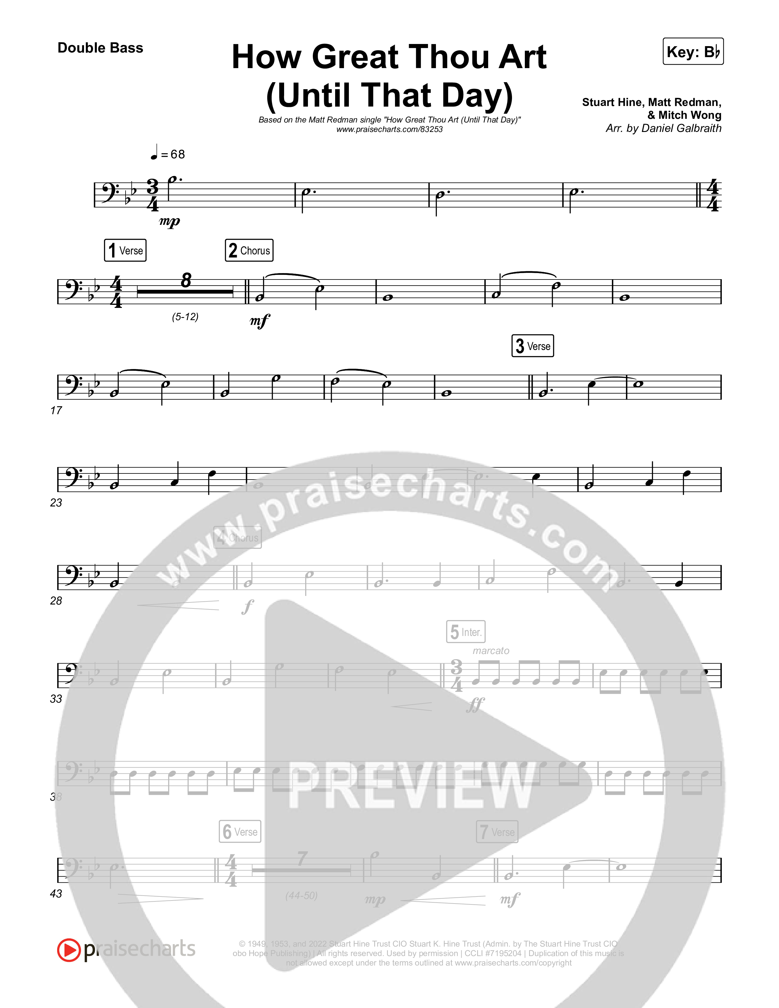 How Great Thou Art (Until That Day) String Bass (Matt Redman / Chris Tomlin / Hillary Scott / Cody Carnes / Kari Jobe / Naomi Raine / TAYA / Blessing Offor / Brian Johnson / Jenn Johnson / Matt Maher / Mitch Wong / Benjamin William Hastings / Pat Barrett / Jon Reddick / Ryan Ellis)