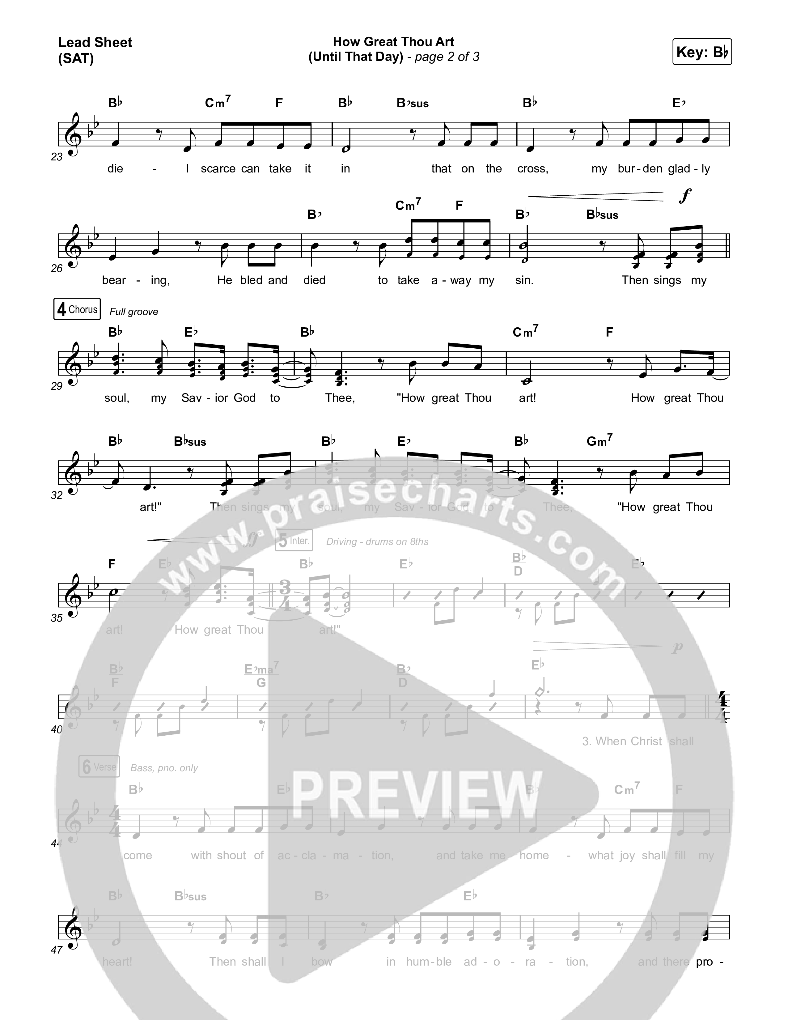 How Great Thou Art (Until That Day) Lead Sheet (SAT) (Matt Redman / Chris Tomlin / Hillary Scott / Cody Carnes / Kari Jobe / Naomi Raine / TAYA / Blessing Offor / Brian Johnson / Jenn Johnson / Matt Maher / Mitch Wong / Benjamin William Hastings / Pat Barrett / Jon Reddick / Ryan Ellis)