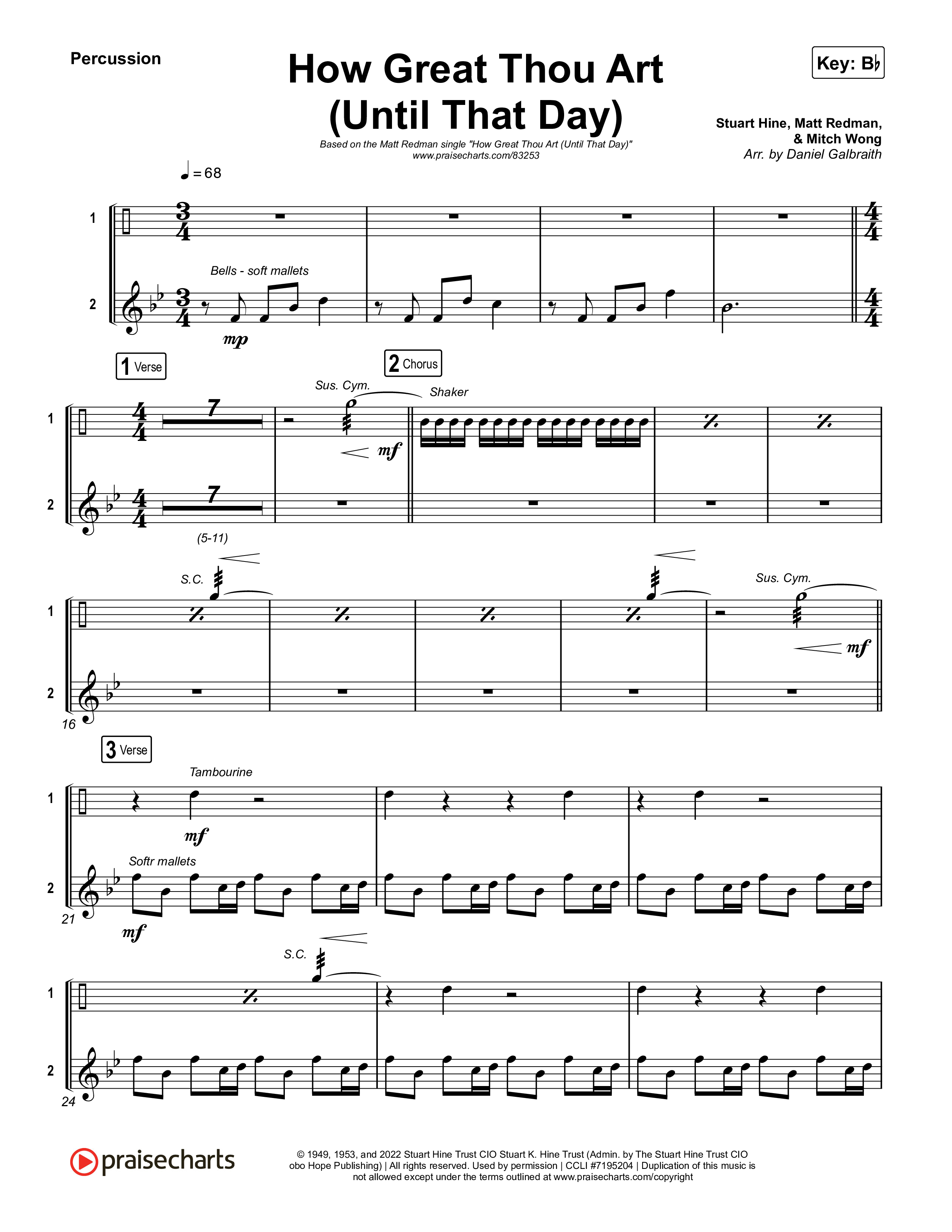 How Great Thou Art (Until That Day) Percussion (Matt Redman / Chris Tomlin / Hillary Scott / Cody Carnes / Kari Jobe / Naomi Raine / TAYA / Blessing Offor / Brian Johnson / Jenn Johnson / Matt Maher / Mitch Wong / Benjamin William Hastings / Pat Barrett / Jon Reddick / Ryan Ellis)