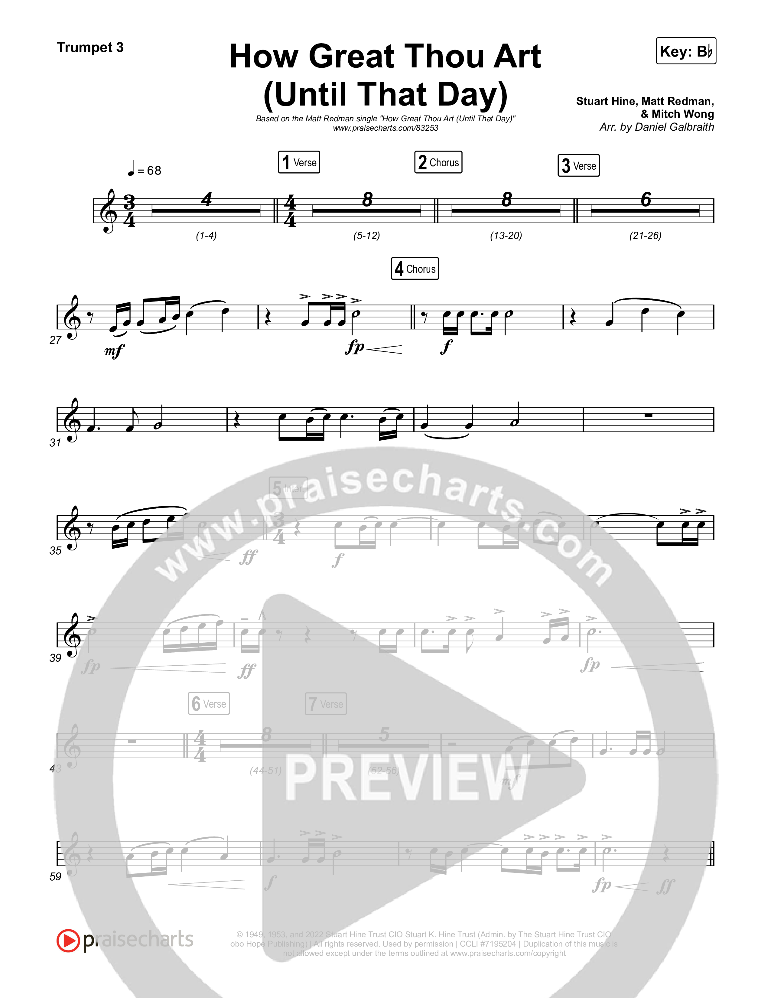 How Great Thou Art (Until That Day) Trumpet 1,2 (Matt Redman / Chris Tomlin / Hillary Scott / Cody Carnes / Kari Jobe / Naomi Raine / TAYA / Blessing Offor / Brian Johnson / Jenn Johnson / Matt Maher / Mitch Wong / Benjamin William Hastings / Pat Barrett / Jon Reddick / Ryan Ellis)