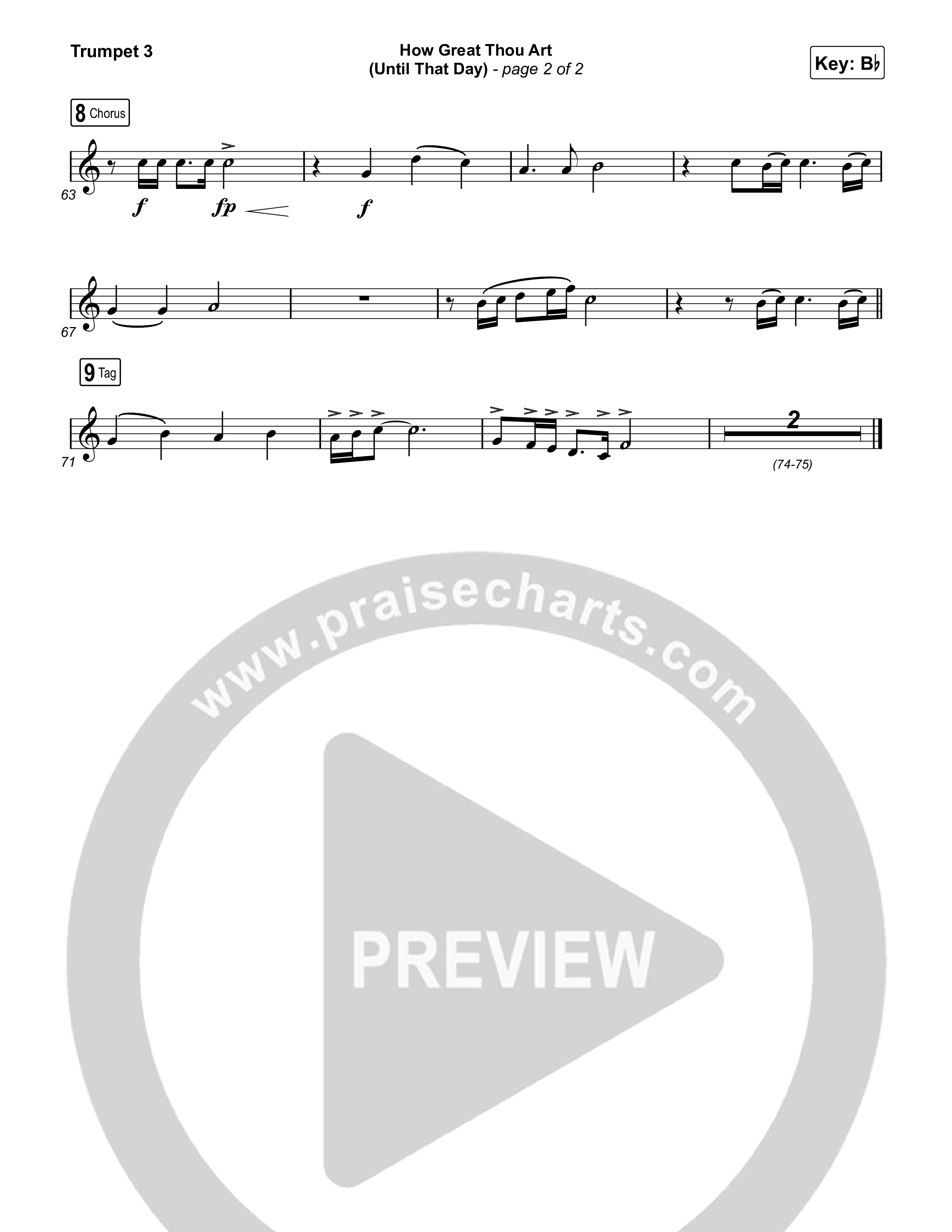 How Great Thou Art (Until That Day) Trumpet 3 (Matt Redman / Chris Tomlin / Hillary Scott / Cody Carnes / Kari Jobe / Naomi Raine / TAYA / Blessing Offor / Brian Johnson / Jenn Johnson / Matt Maher / Mitch Wong / Benjamin William Hastings / Pat Barrett / Jon Reddick / Ryan Ellis)
