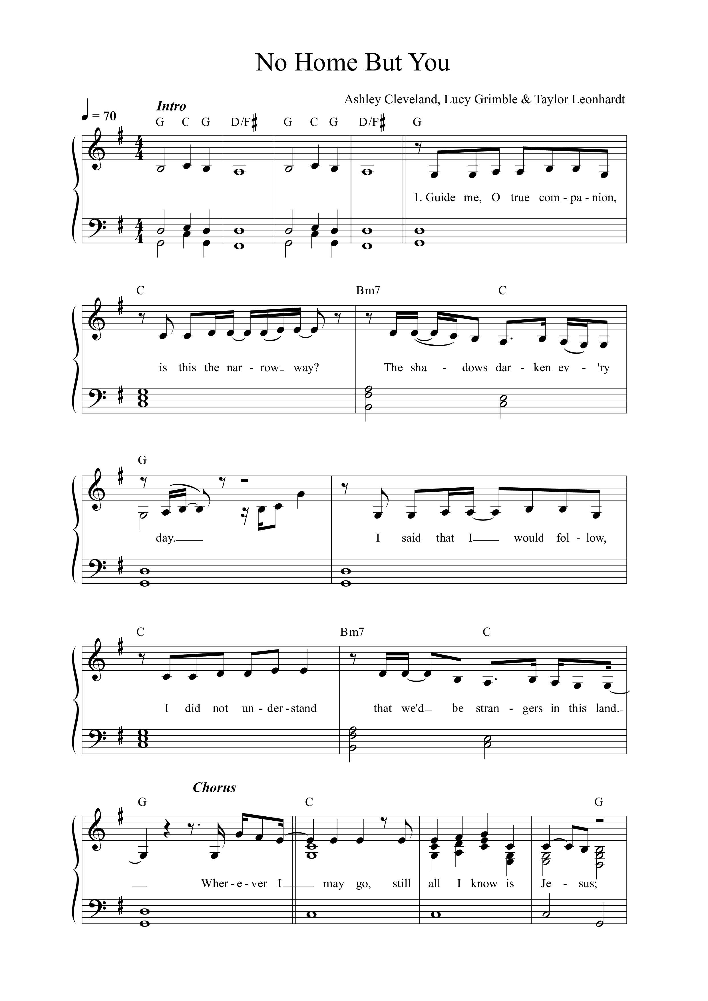 No Home But You Lead Sheet Melody (Anchor Hymns / Taylor Leonhardt / Ashley Cleveland / Citizens)