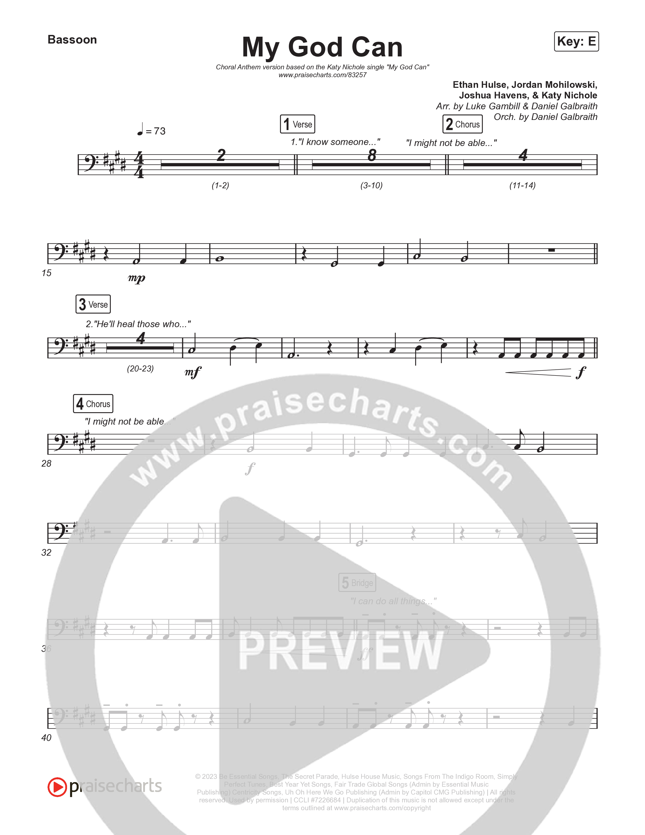 My God Can (Choral Anthem SATB) Bassoon (Katy Nichole / Naomi Raine / Arr. Luke Gambill)