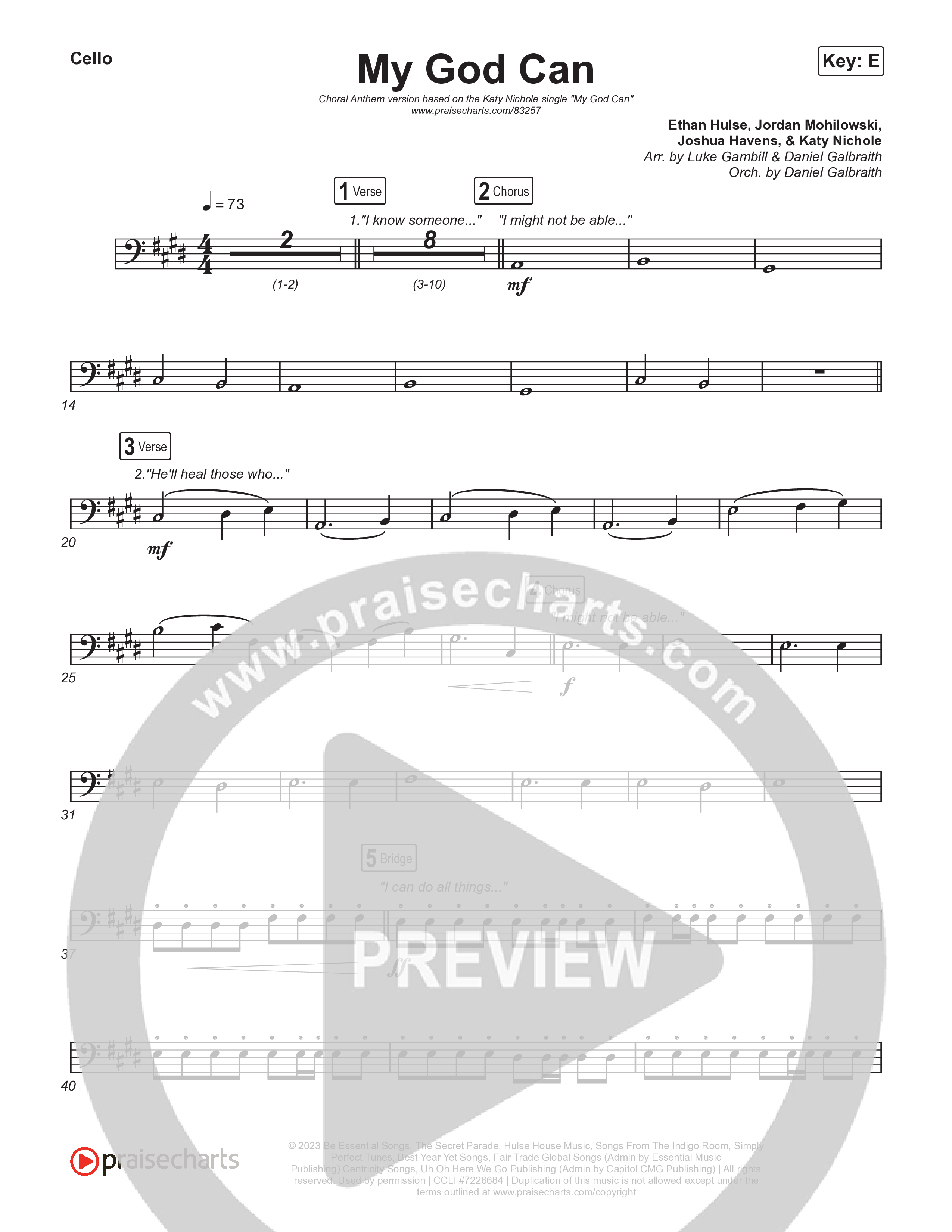 My God Can (Choral Anthem SATB) Cello (Katy Nichole / Naomi Raine / Arr. Luke Gambill)