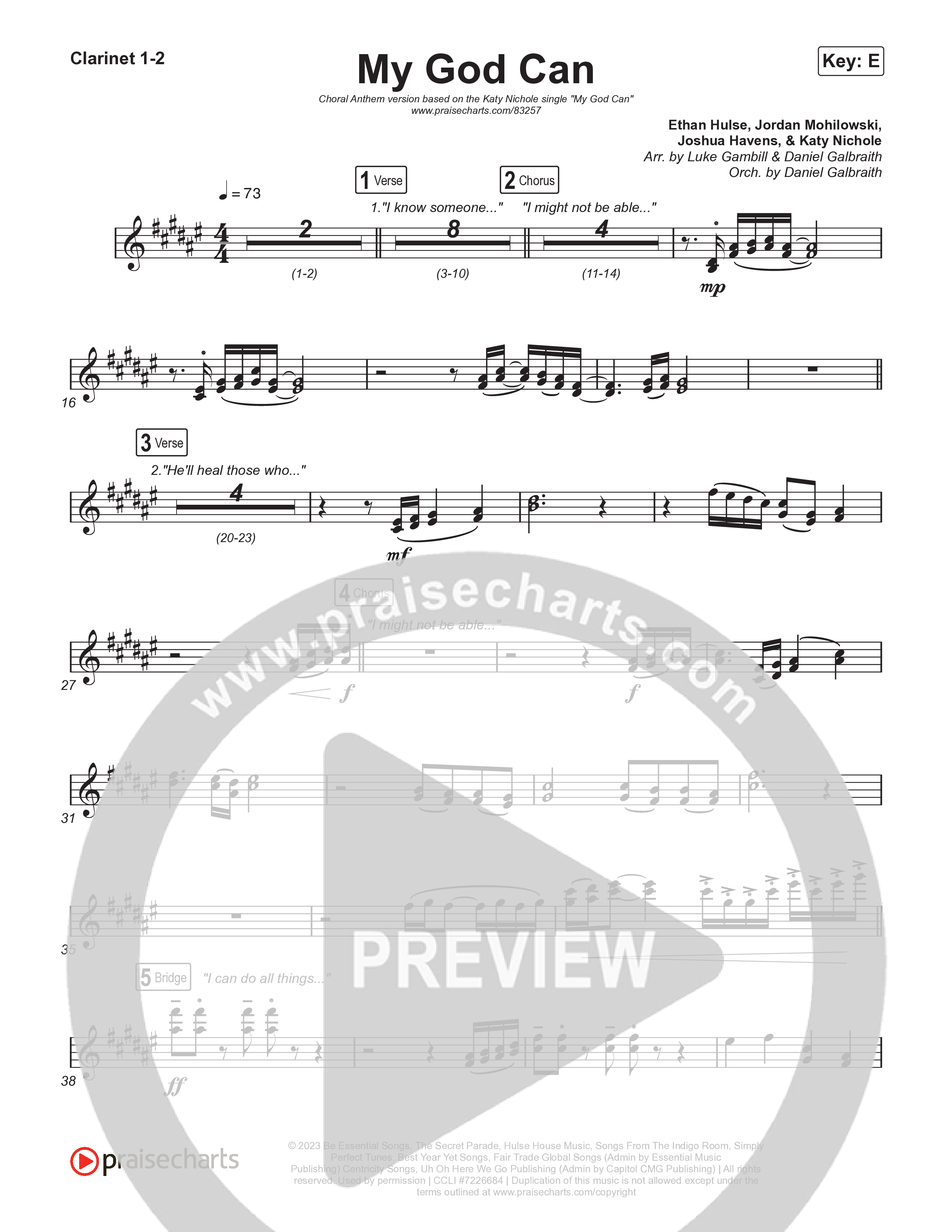 My God Can (Choral Anthem SATB) Clarinet 1/2 (Katy Nichole / Naomi Raine / Arr. Luke Gambill)