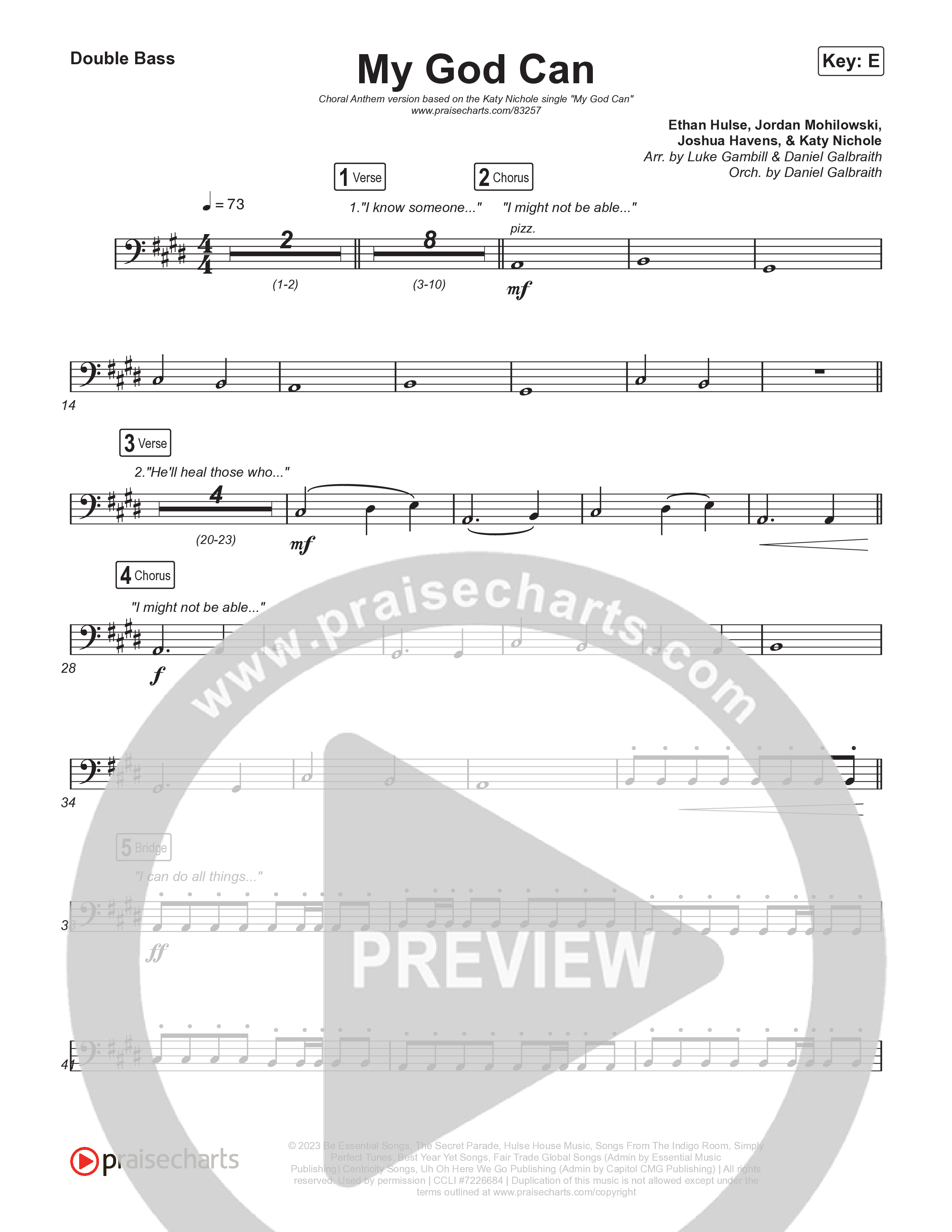 My God Can (Choral Anthem SATB) String Bass (Katy Nichole / Naomi Raine / Arr. Luke Gambill)