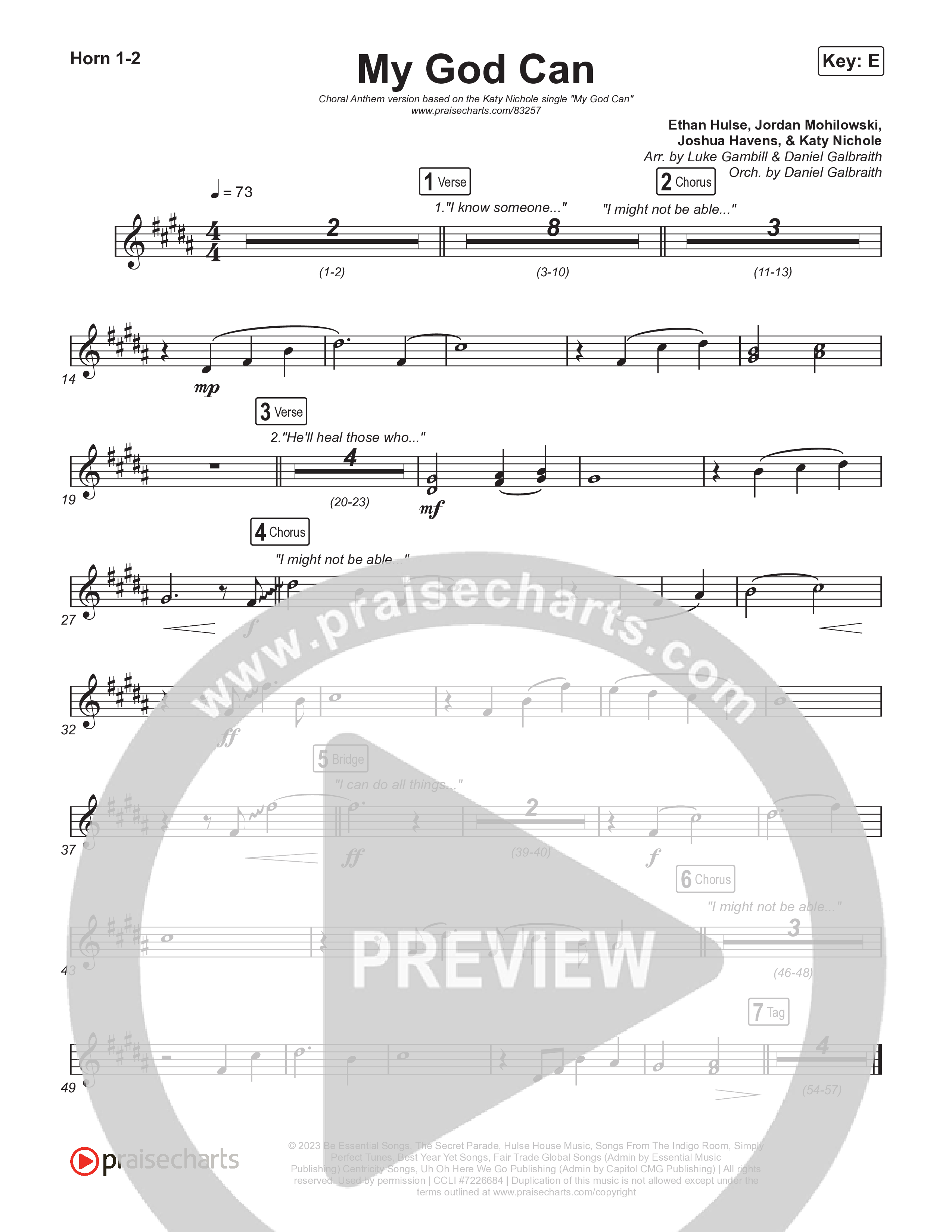 My God Can (Choral Anthem SATB) French Horn 1,2 (Katy Nichole / Naomi Raine / Arr. Luke Gambill)