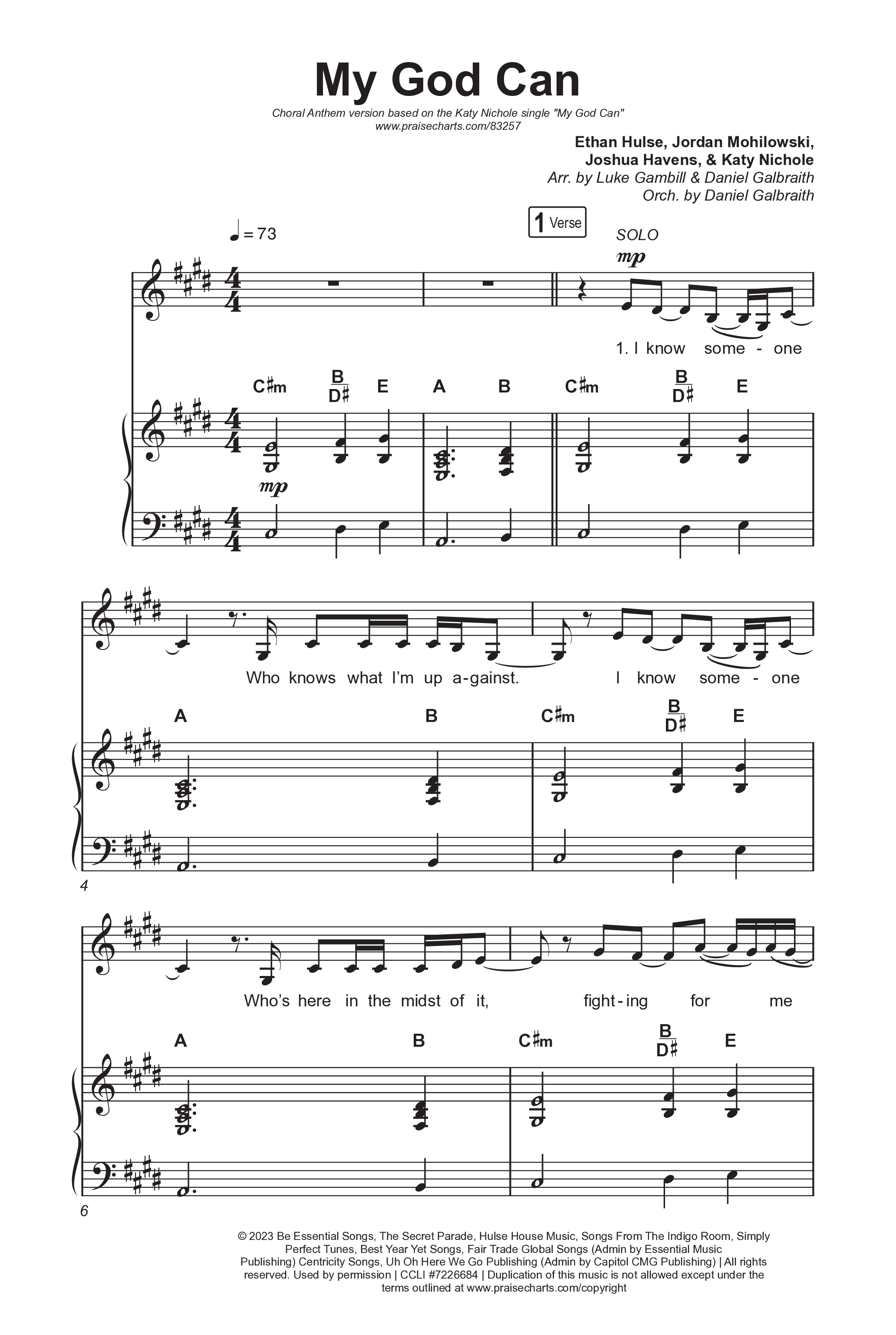 My God Can (Choral Anthem SATB) Octavo (SATB & Pno) (Katy Nichole / Naomi Raine / Arr. Luke Gambill)