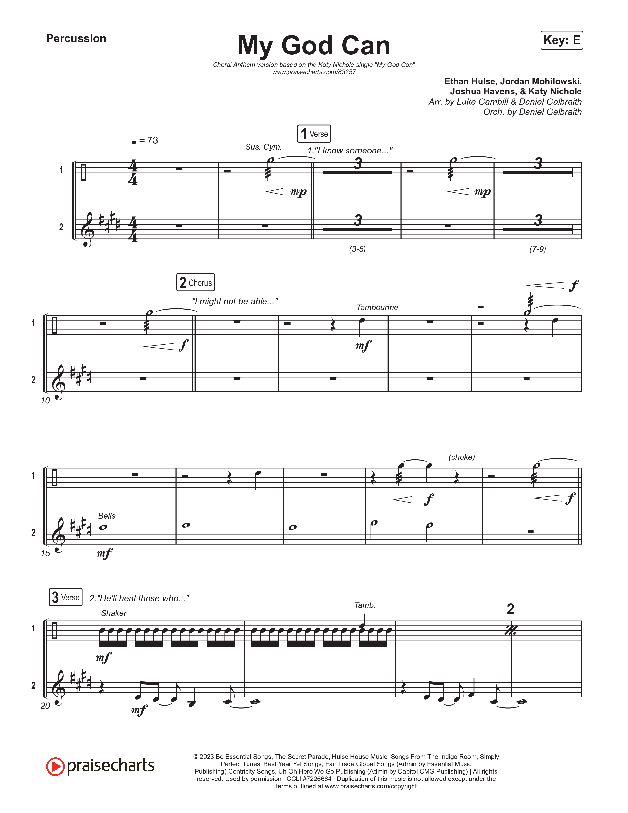 My God Can (Choral Anthem SATB) Percussion (Katy Nichole / Naomi Raine / Arr. Luke Gambill)