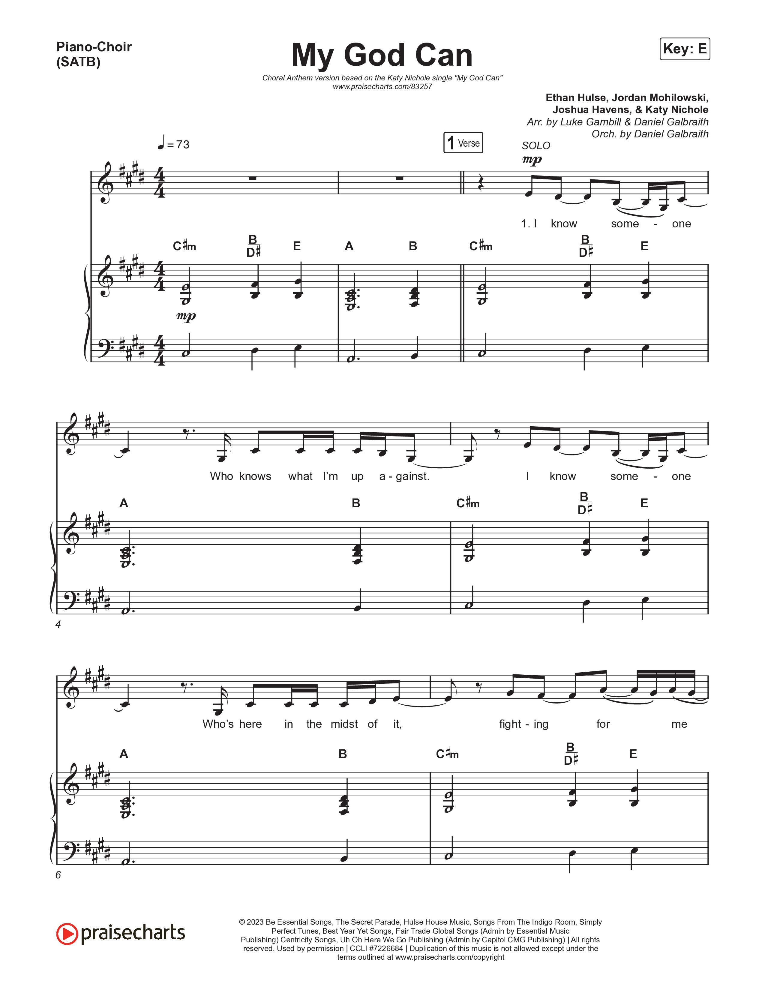 My God Can (Choral Anthem SATB) Piano/Vocal (SATB) (Katy Nichole / Naomi Raine / Arr. Luke Gambill)