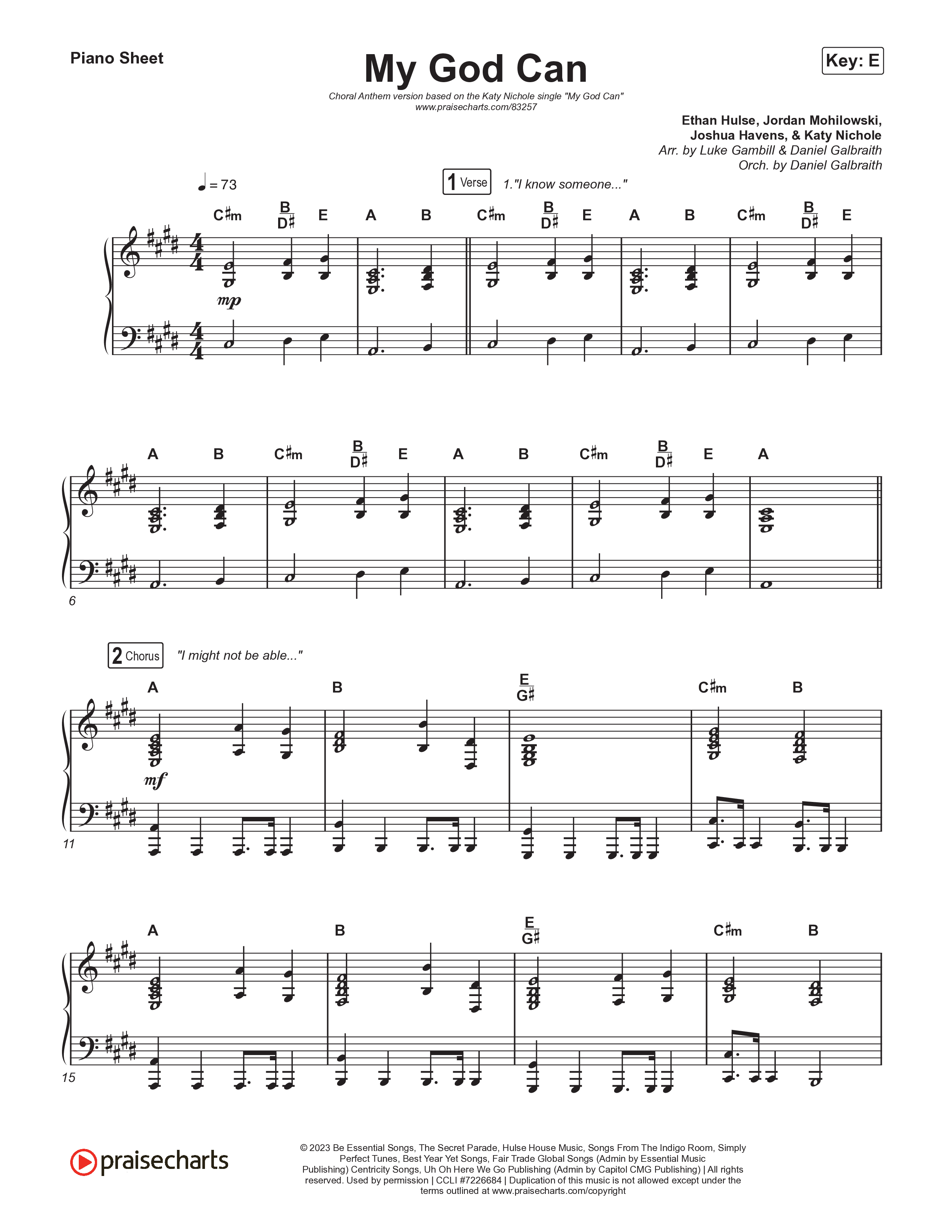 My God Can (Choral Anthem SATB) Piano Sheet (Katy Nichole / Naomi Raine / Arr. Luke Gambill)