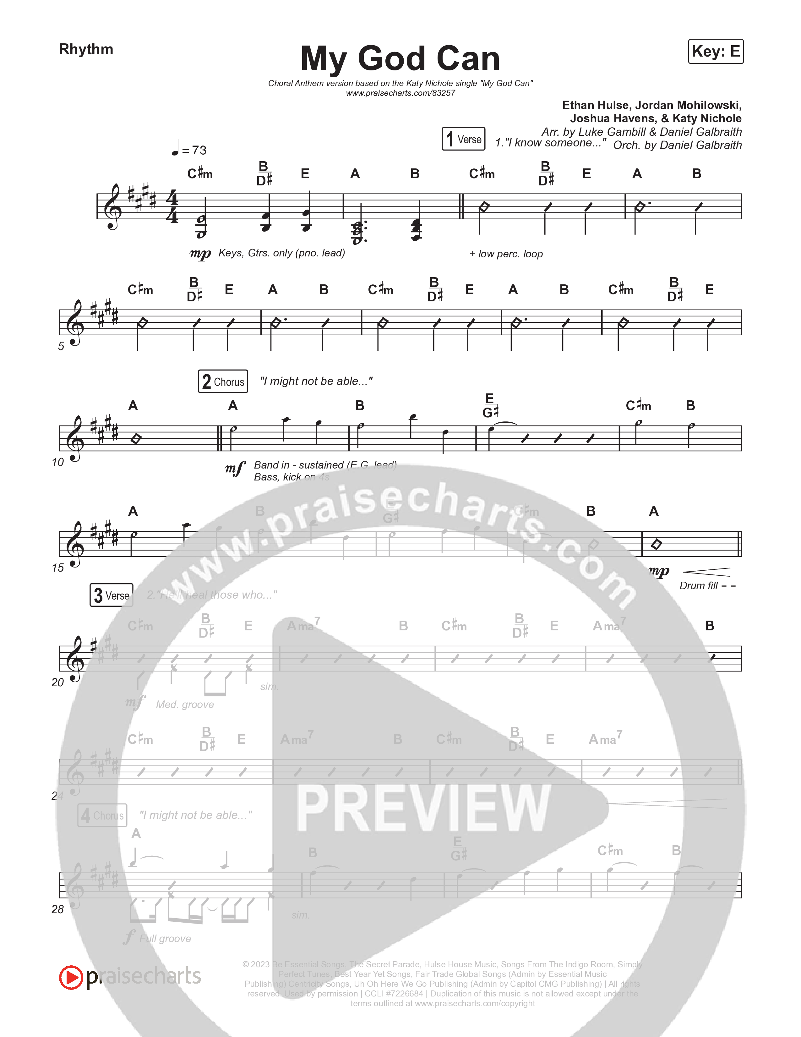 My God Can (Choral Anthem SATB) Rhythm Chart (Katy Nichole / Naomi Raine / Arr. Luke Gambill)