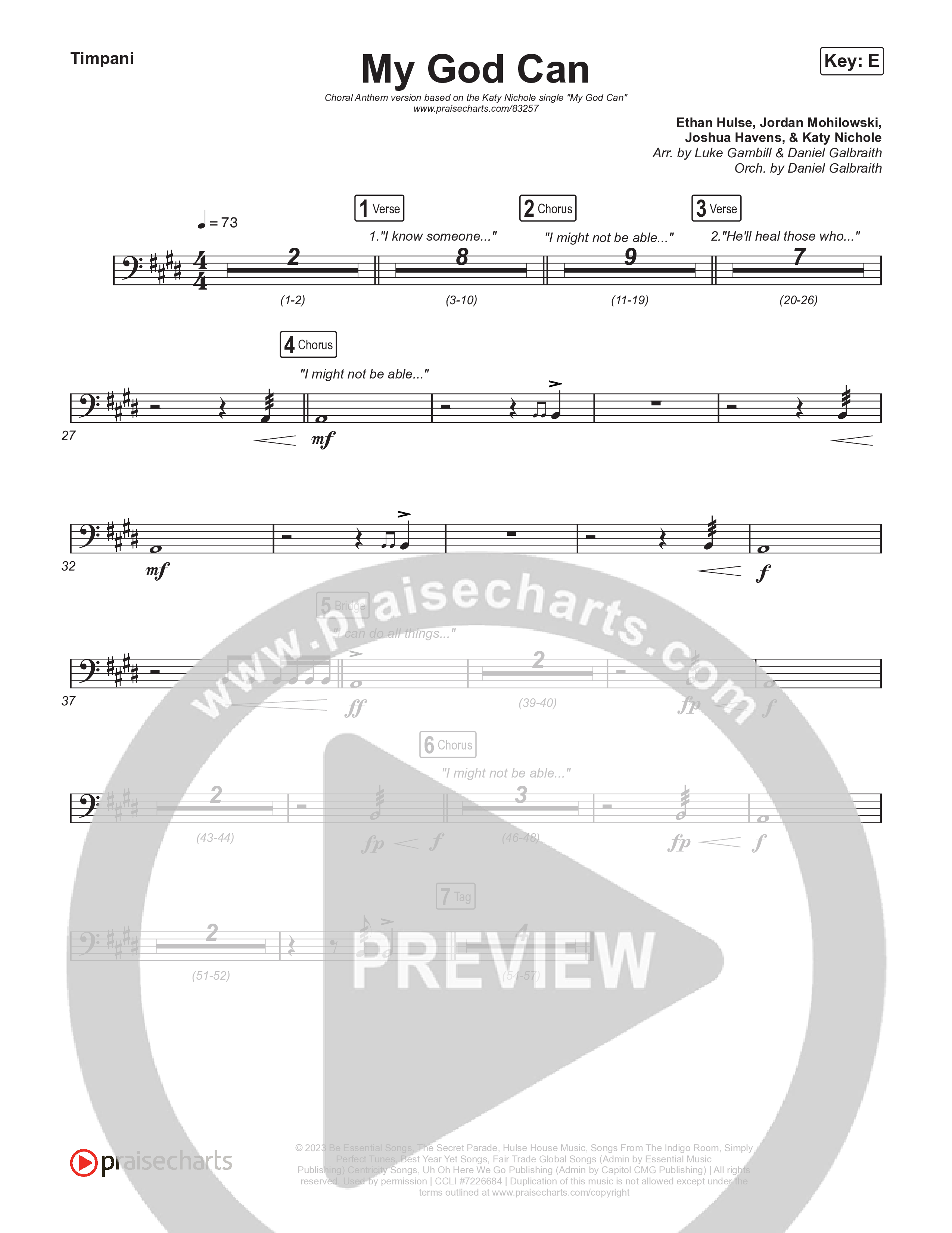 My God Can (Choral Anthem SATB) Timpani (Katy Nichole / Naomi Raine / Arr. Luke Gambill)
