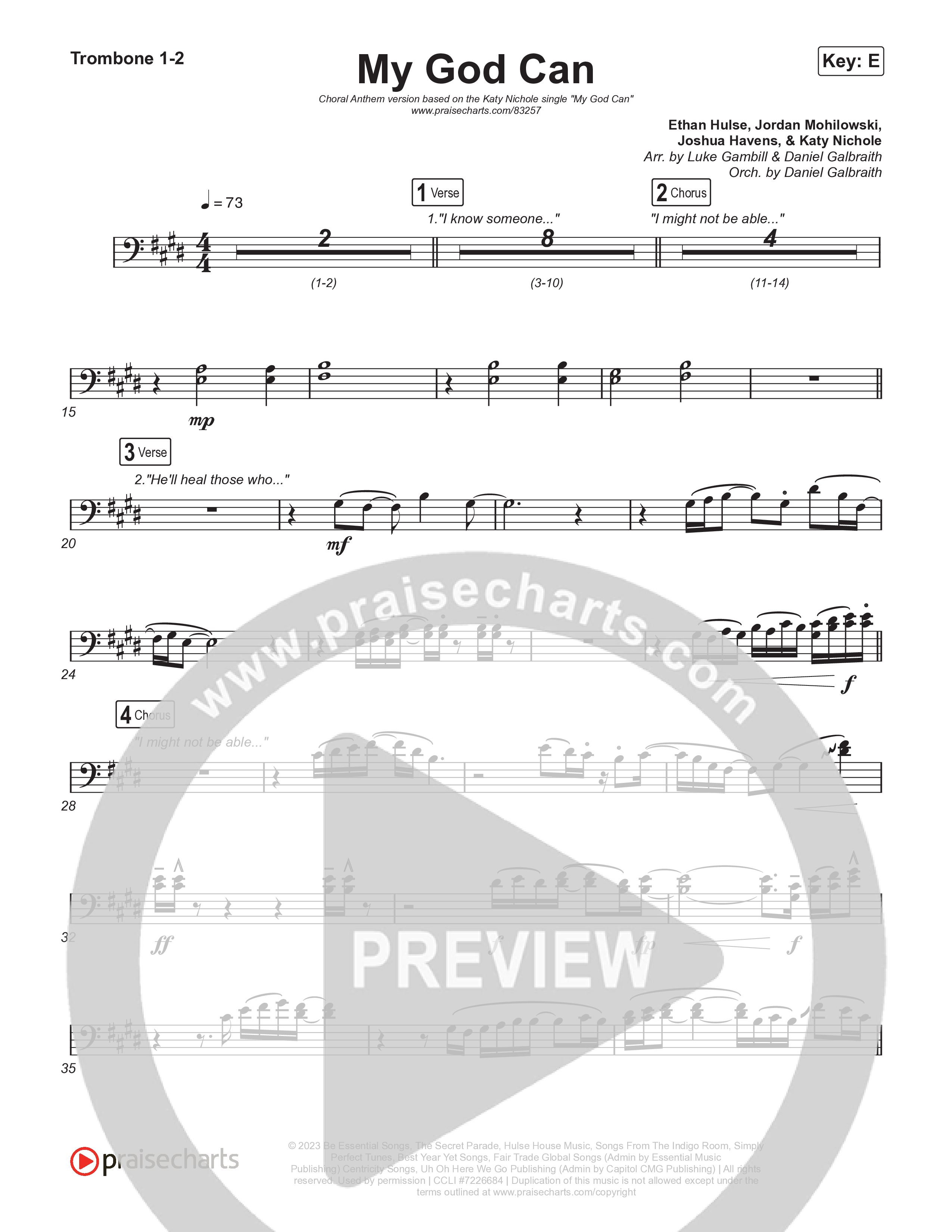 My God Can (Choral Anthem SATB) Trombone 1/2 (Katy Nichole / Naomi Raine / Arr. Luke Gambill)