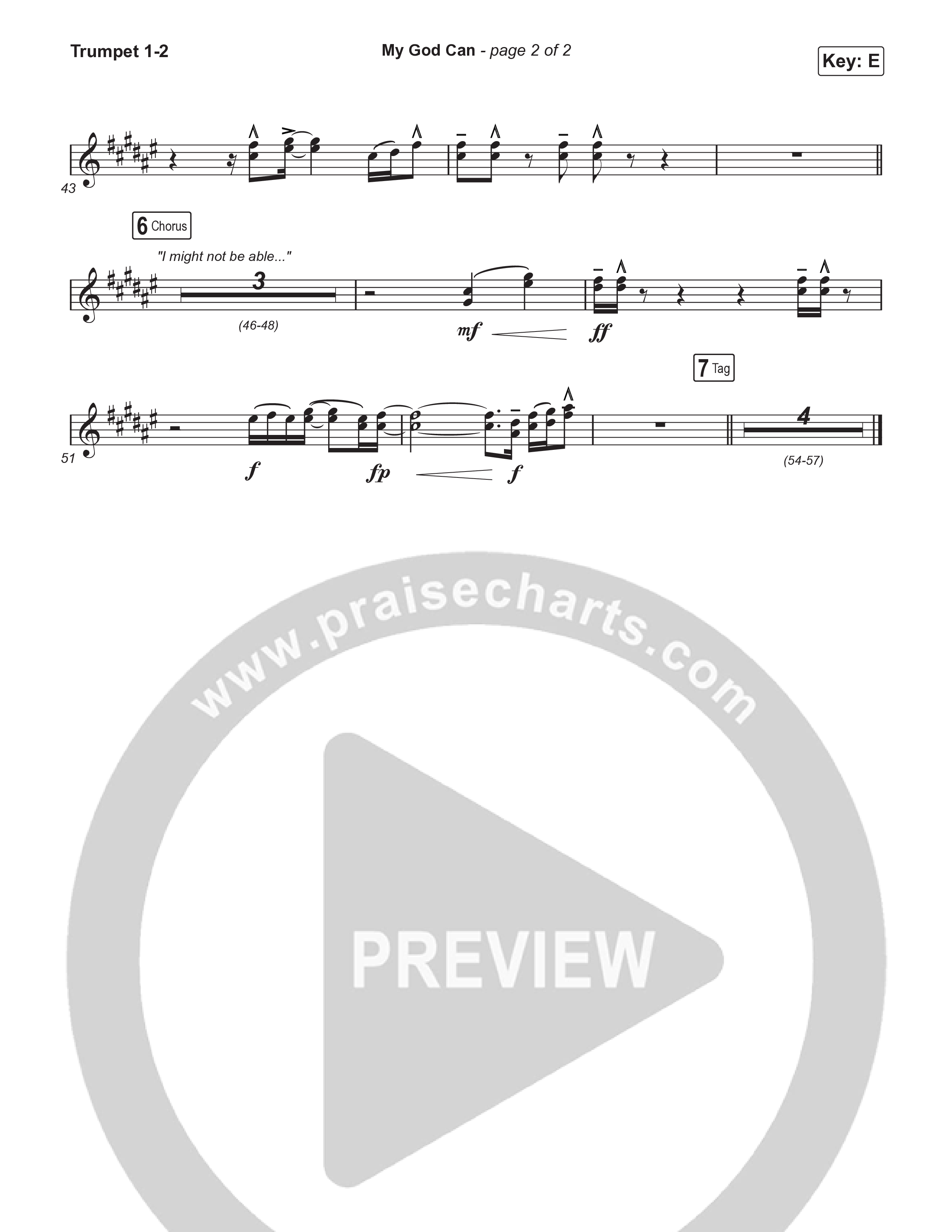 My God Can (Choral Anthem SATB) Trumpet 1,2 (Katy Nichole / Naomi Raine / Arr. Luke Gambill)