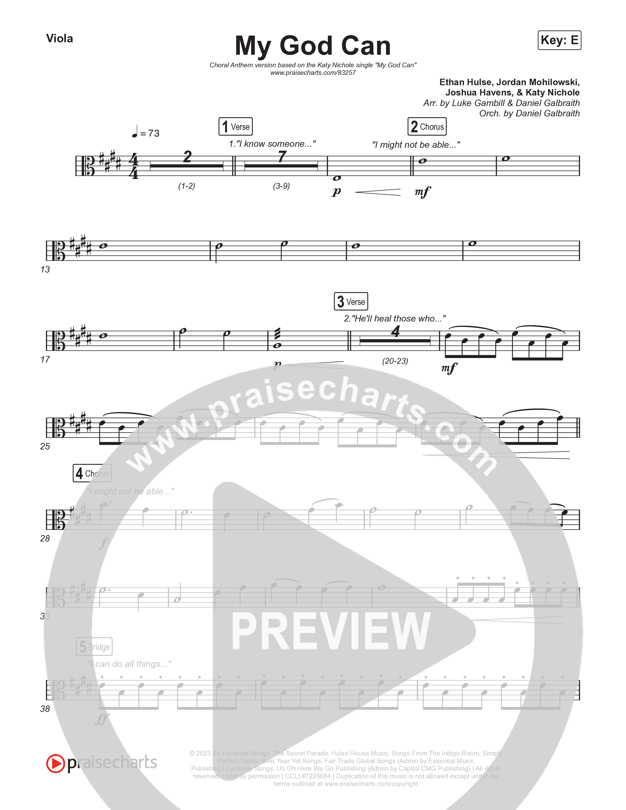 My God Can (Choral Anthem SATB) String Pack (Katy Nichole / Naomi Raine / Arr. Luke Gambill)