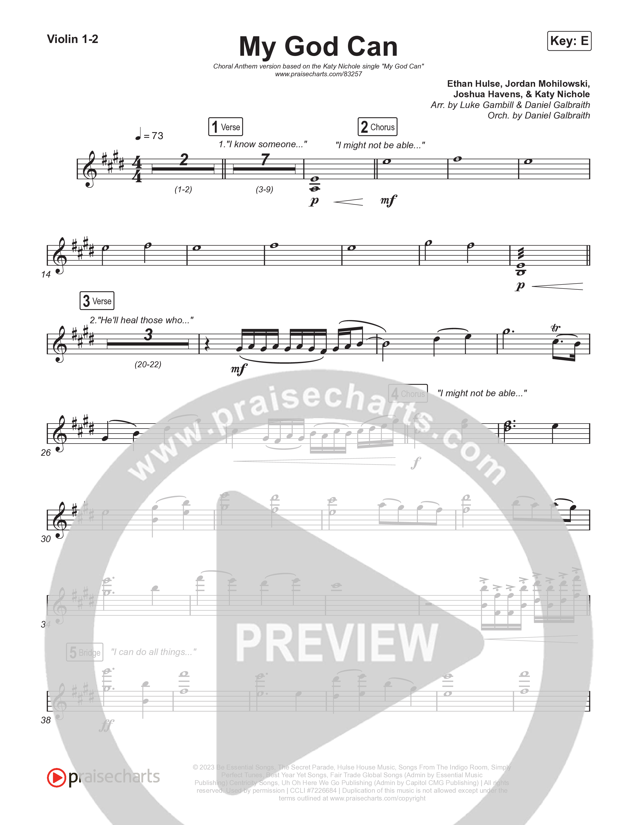 My God Can (Choral Anthem SATB) String Pack (Katy Nichole / Naomi Raine / Arr. Luke Gambill)