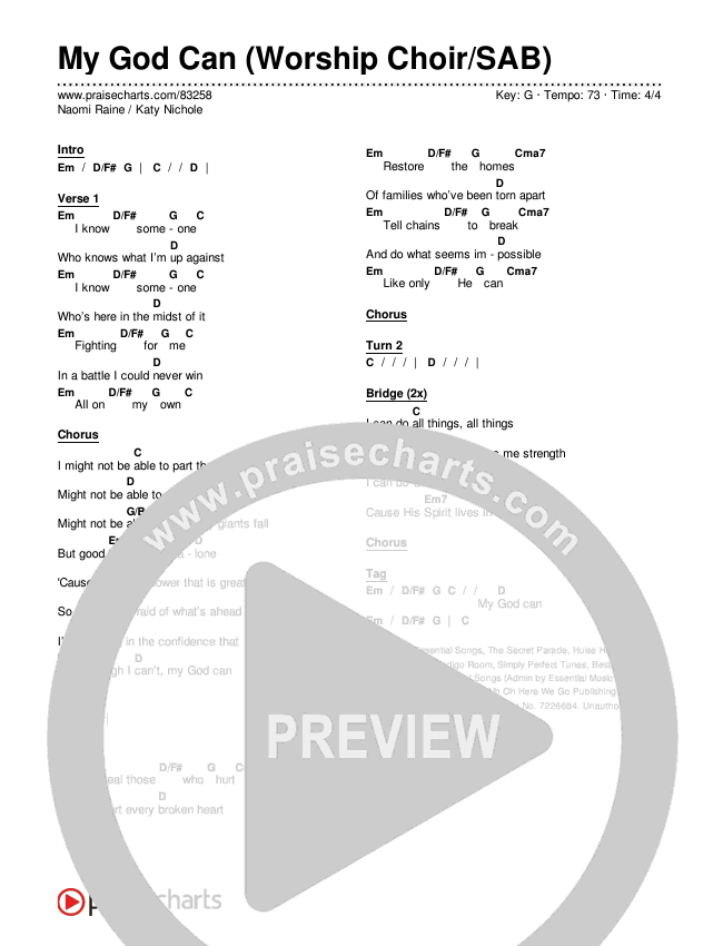 My God Can (Worship Choir/SAB) Chords & Lyrics (Katy Nichole / Naomi Raine / Arr. Luke Gambill)