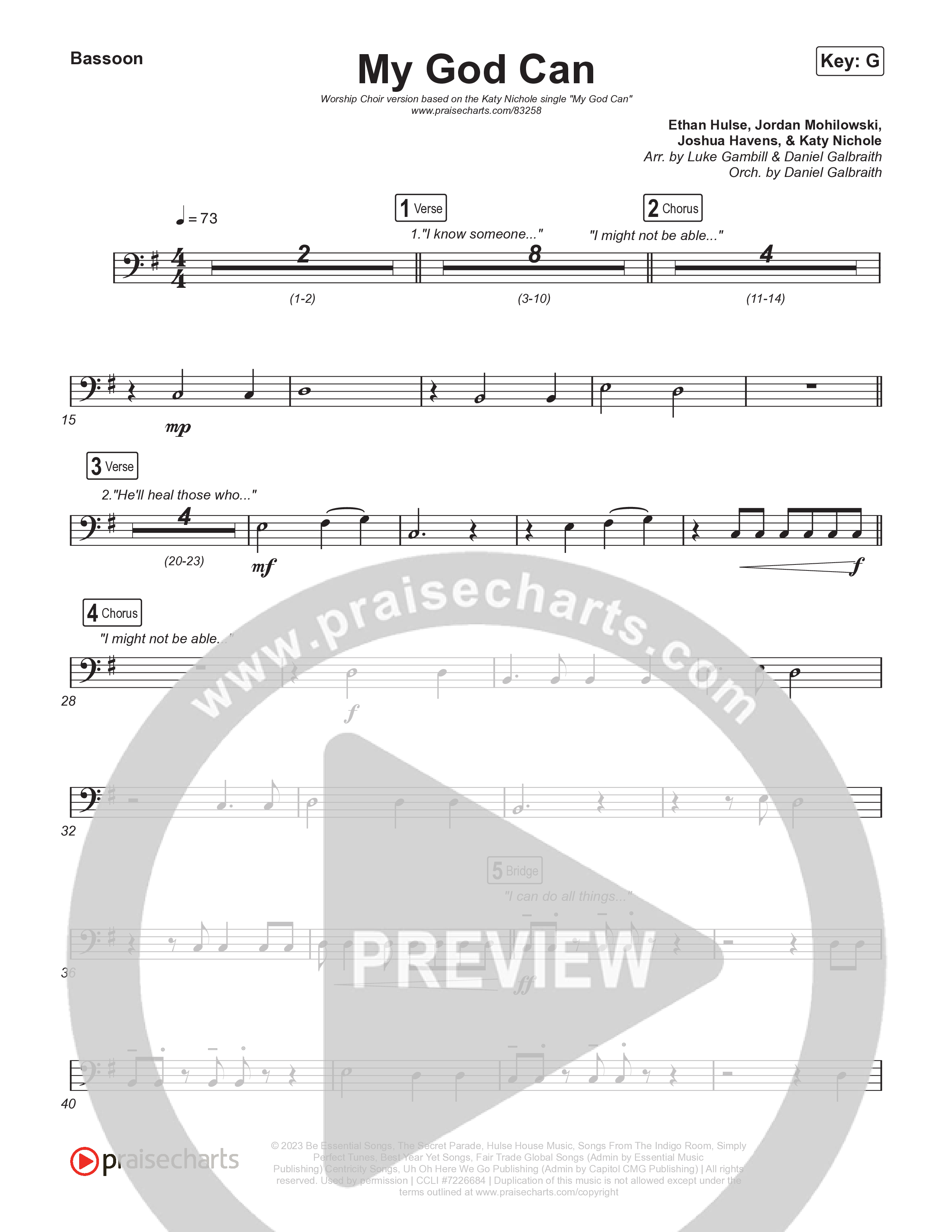 My God Can (Worship Choir/SAB) Bassoon (Katy Nichole / Naomi Raine / Arr. Luke Gambill)