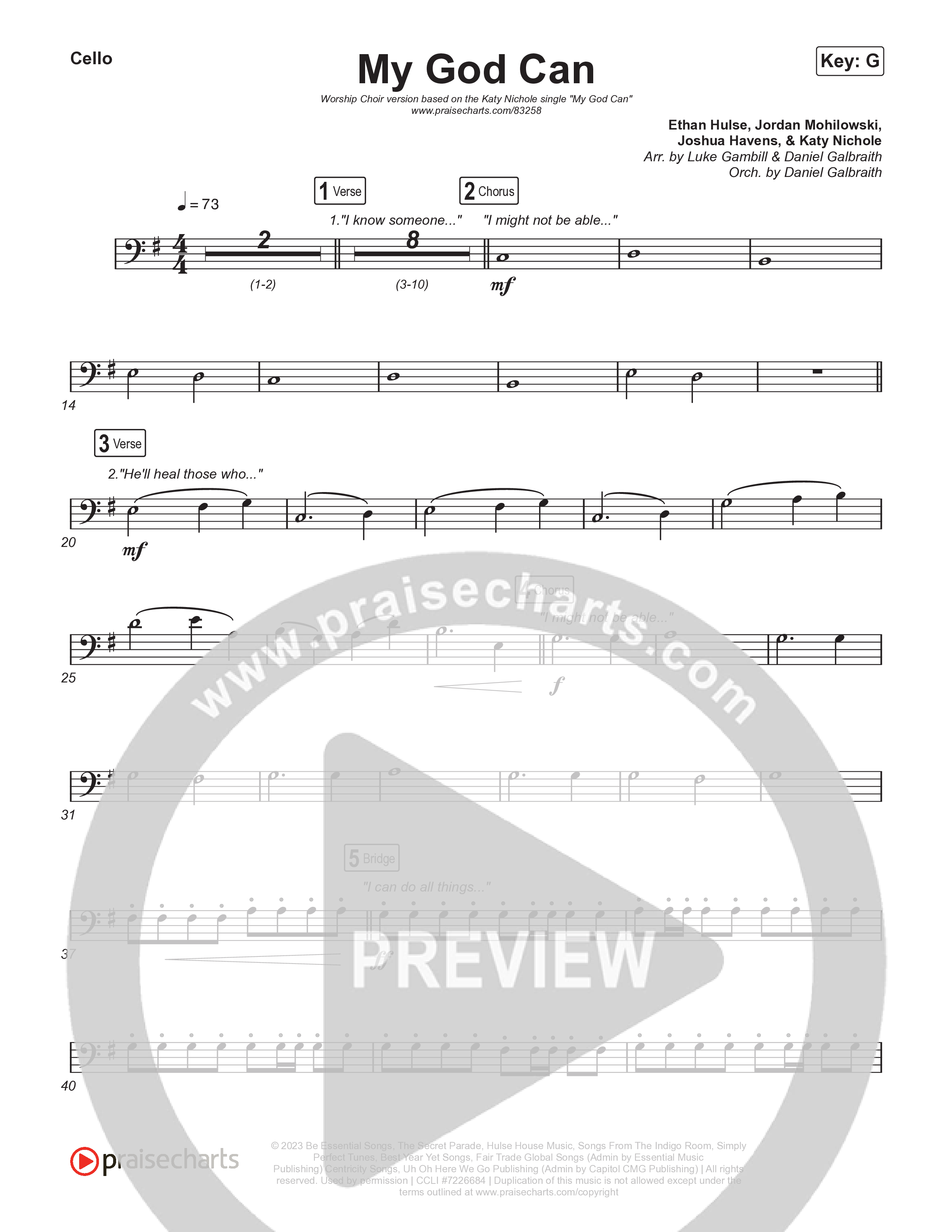 My God Can (Worship Choir/SAB) Cello (Katy Nichole / Naomi Raine / Arr. Luke Gambill)