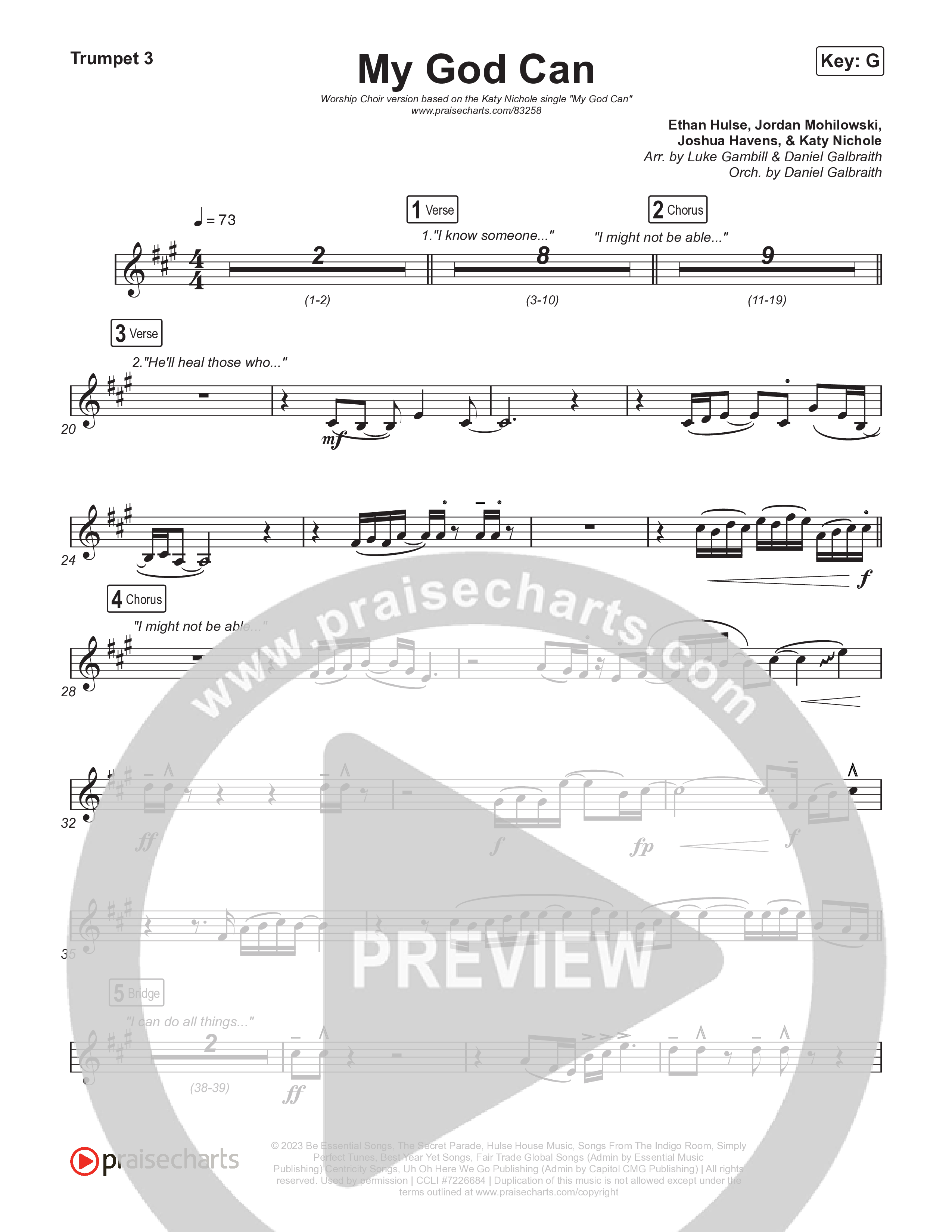 My God Can (Worship Choir/SAB) Trumpet 3 (Katy Nichole / Naomi Raine / Arr. Luke Gambill)