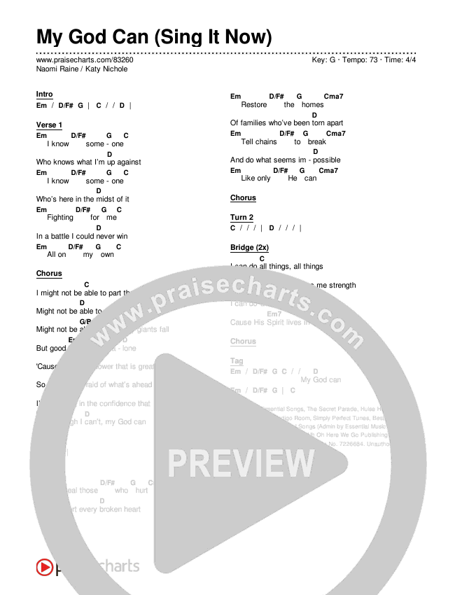 My God Can (Sing It Now) Chords & Lyrics (Katy Nichole / Naomi Raine / Arr. Luke Gambill)