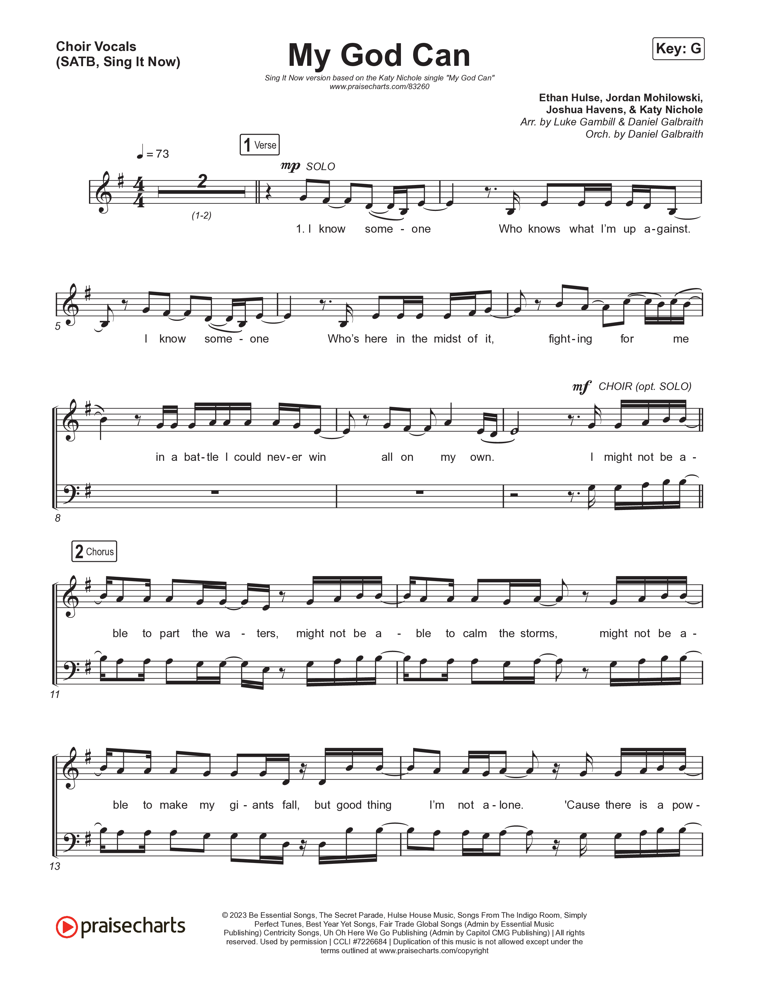 My God Can (Sing It Now) Choir Sheet (SATB) (Katy Nichole / Naomi Raine / Arr. Luke Gambill)