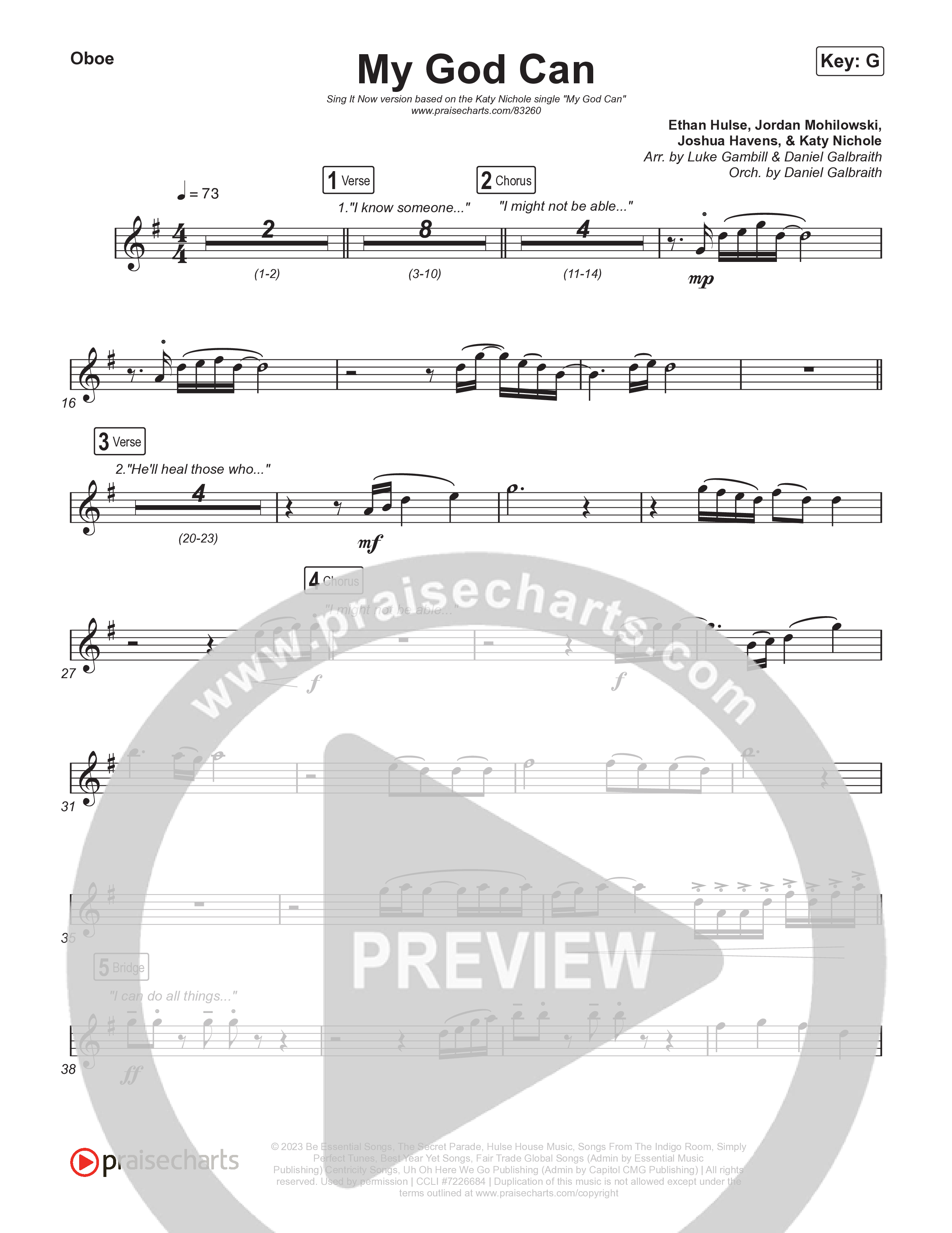 My God Can (Sing It Now) Oboe (Katy Nichole / Naomi Raine / Arr. Luke Gambill)