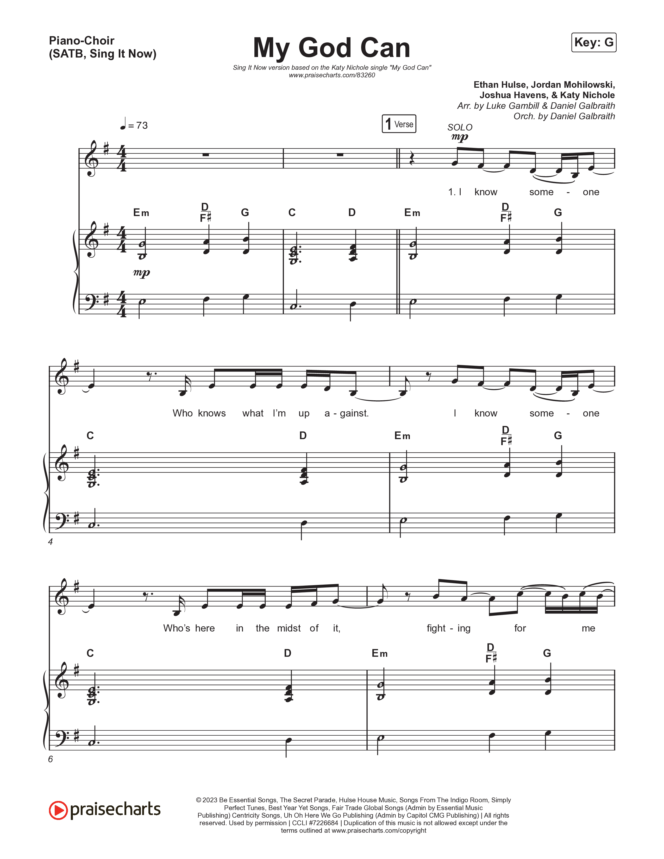 My God Can (Sing It Now) Piano/Choir (SATB) (Katy Nichole / Naomi Raine / Arr. Luke Gambill)