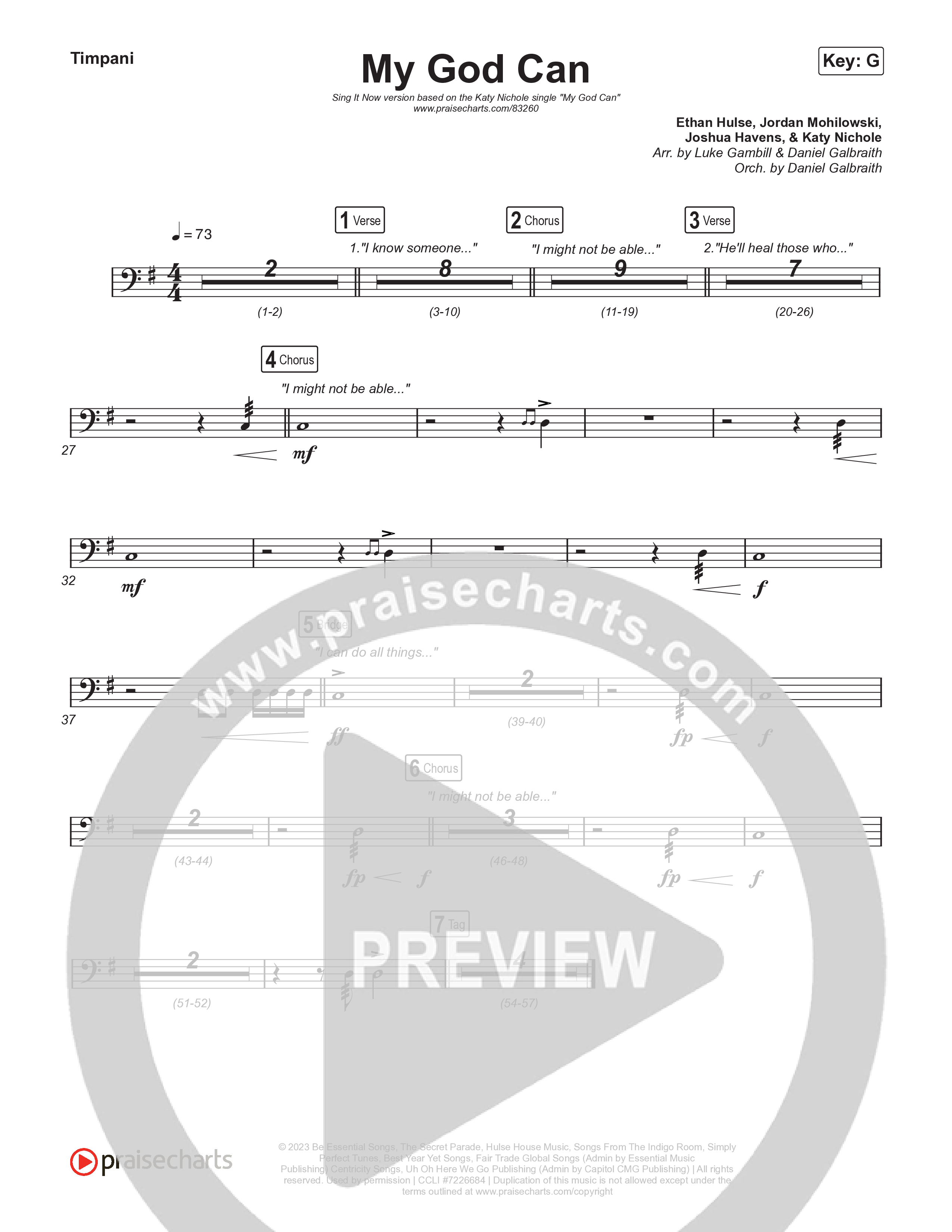 My God Can (Sing It Now) Timpani (Katy Nichole / Naomi Raine / Arr. Luke Gambill)