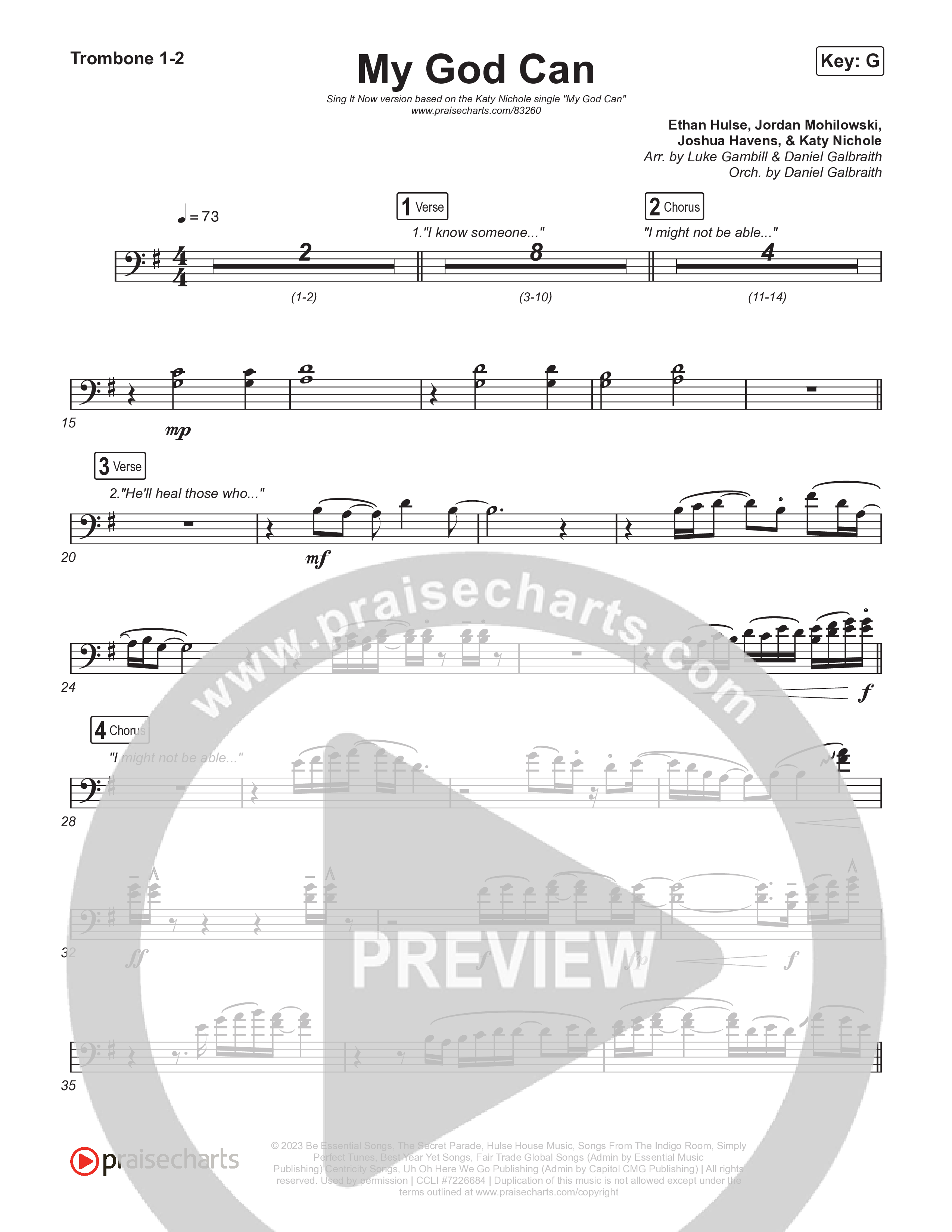 My God Can (Sing It Now) Trombone 1/2 (Katy Nichole / Naomi Raine / Arr. Luke Gambill)