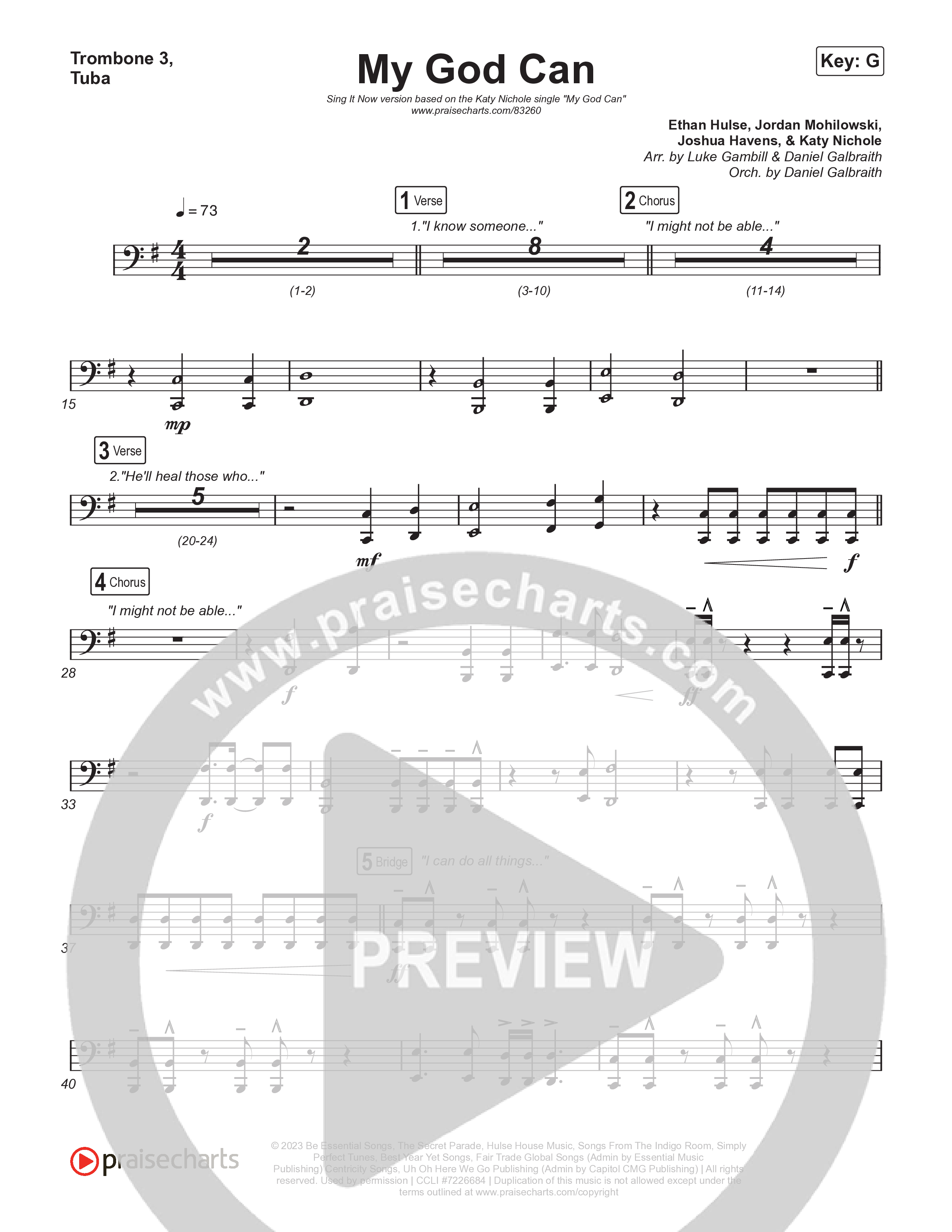 My God Can (Sing It Now) Trombone 3/Tuba (Katy Nichole / Naomi Raine / Arr. Luke Gambill)