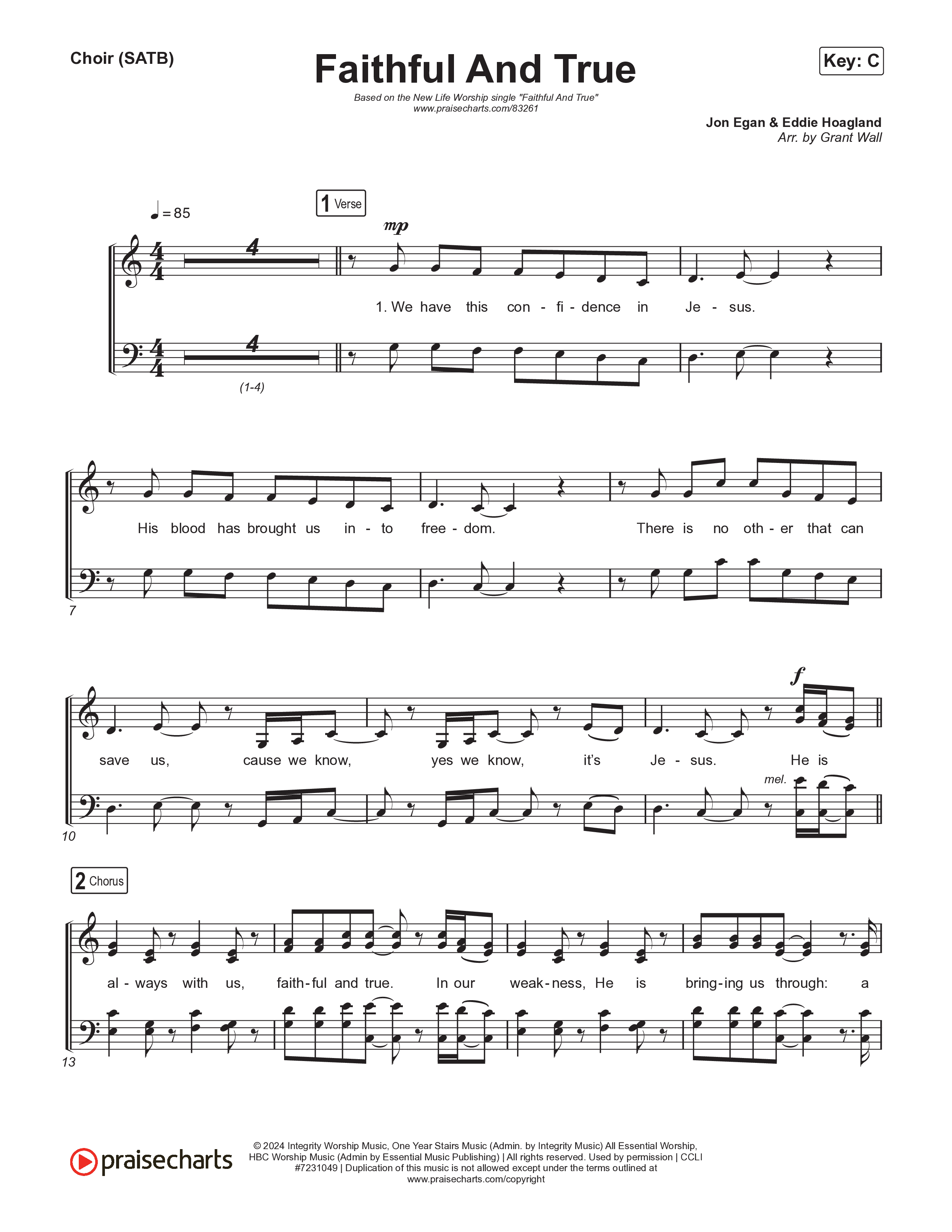 Faithful And True (Live) Choir Sheet (SATB) (New Life Worship)