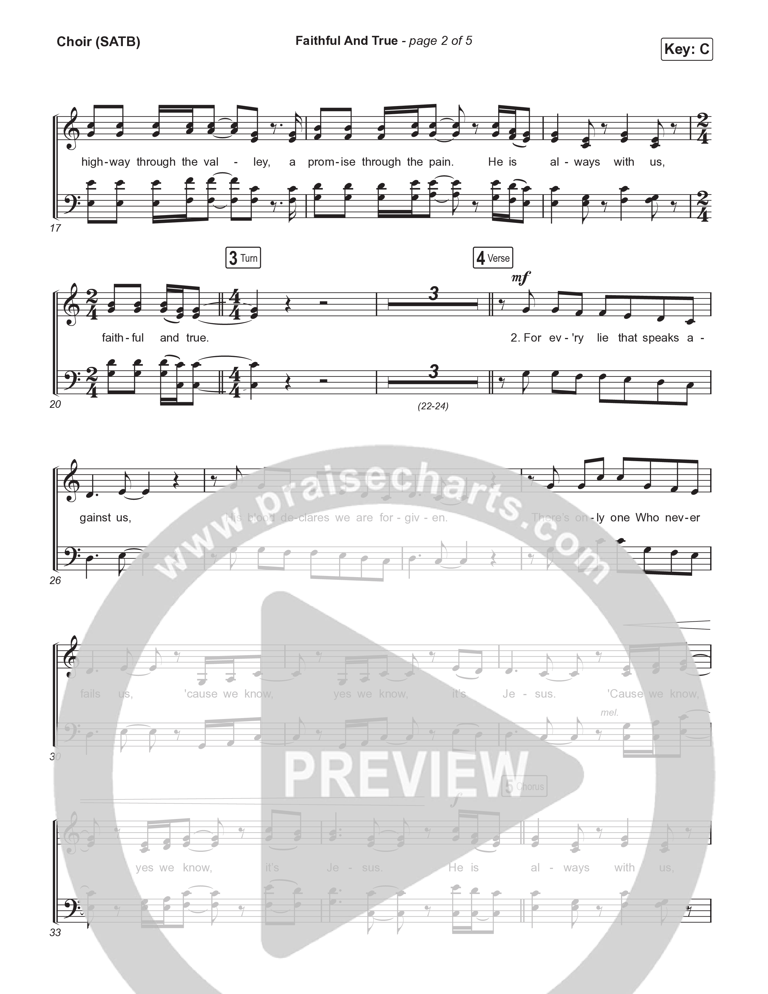 Faithful And True (Live) Choir Sheet (SATB) (New Life Worship)