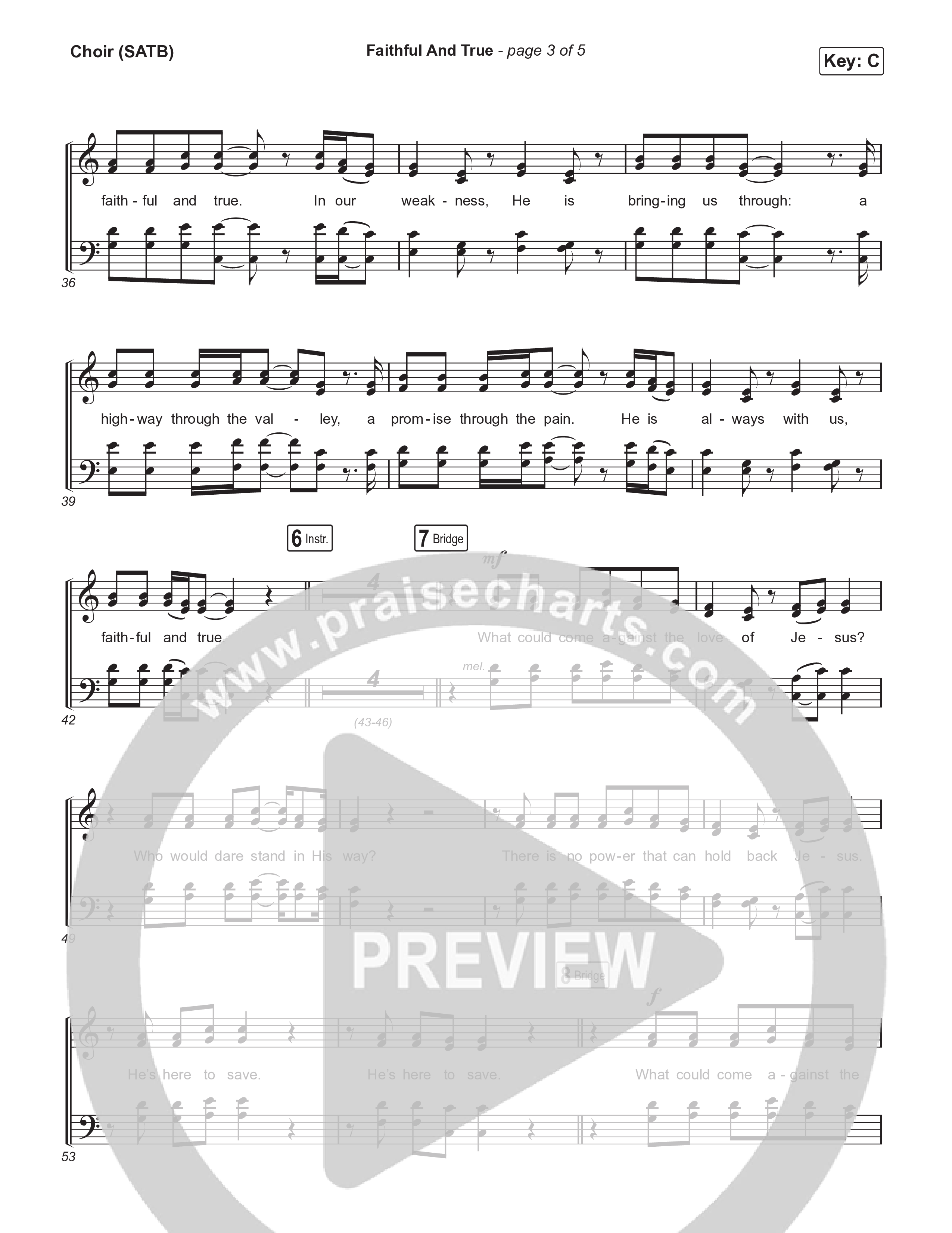 Faithful And True (Live) Choir Sheet (SATB) (New Life Worship)