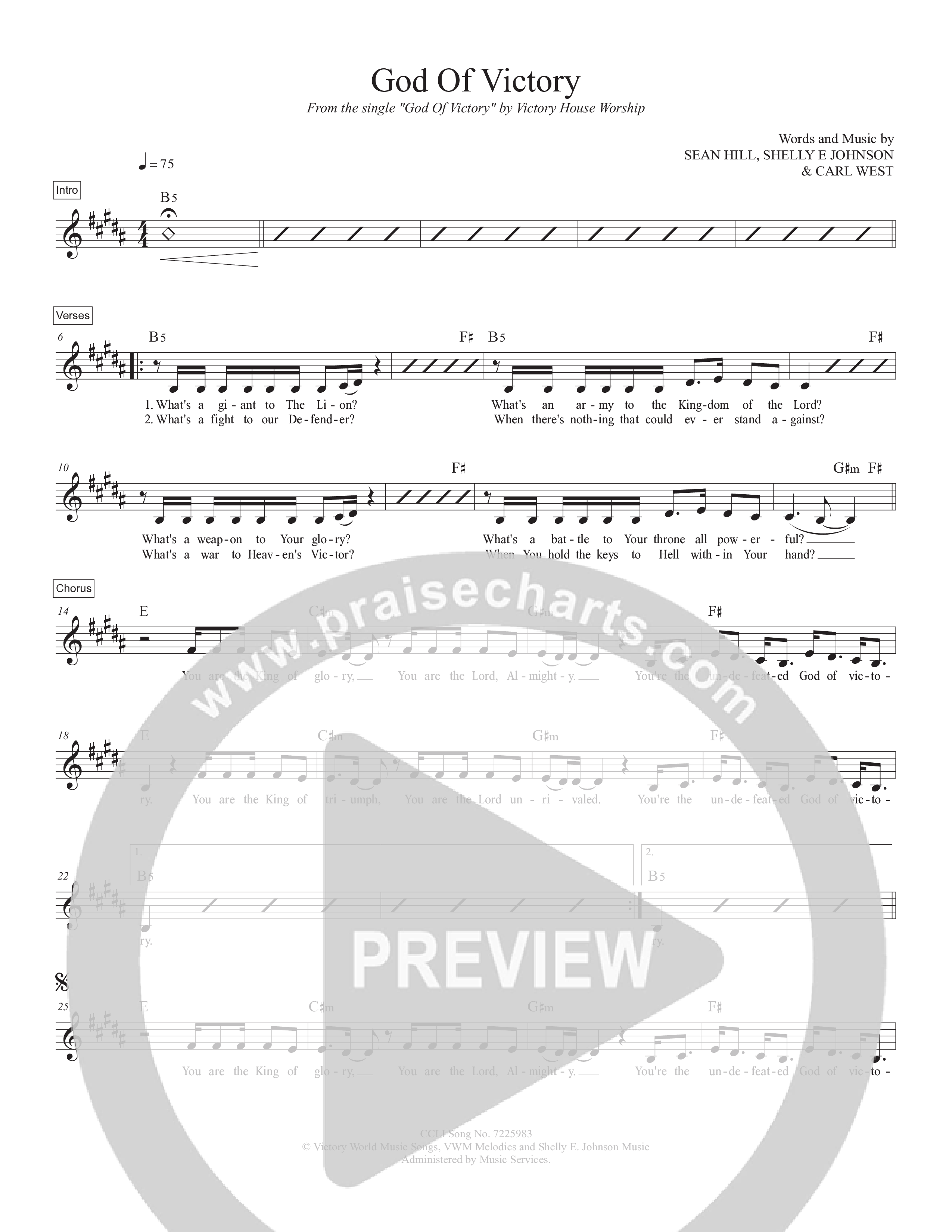 God Of Victory Lead Sheet Melody (Victory House Worship)