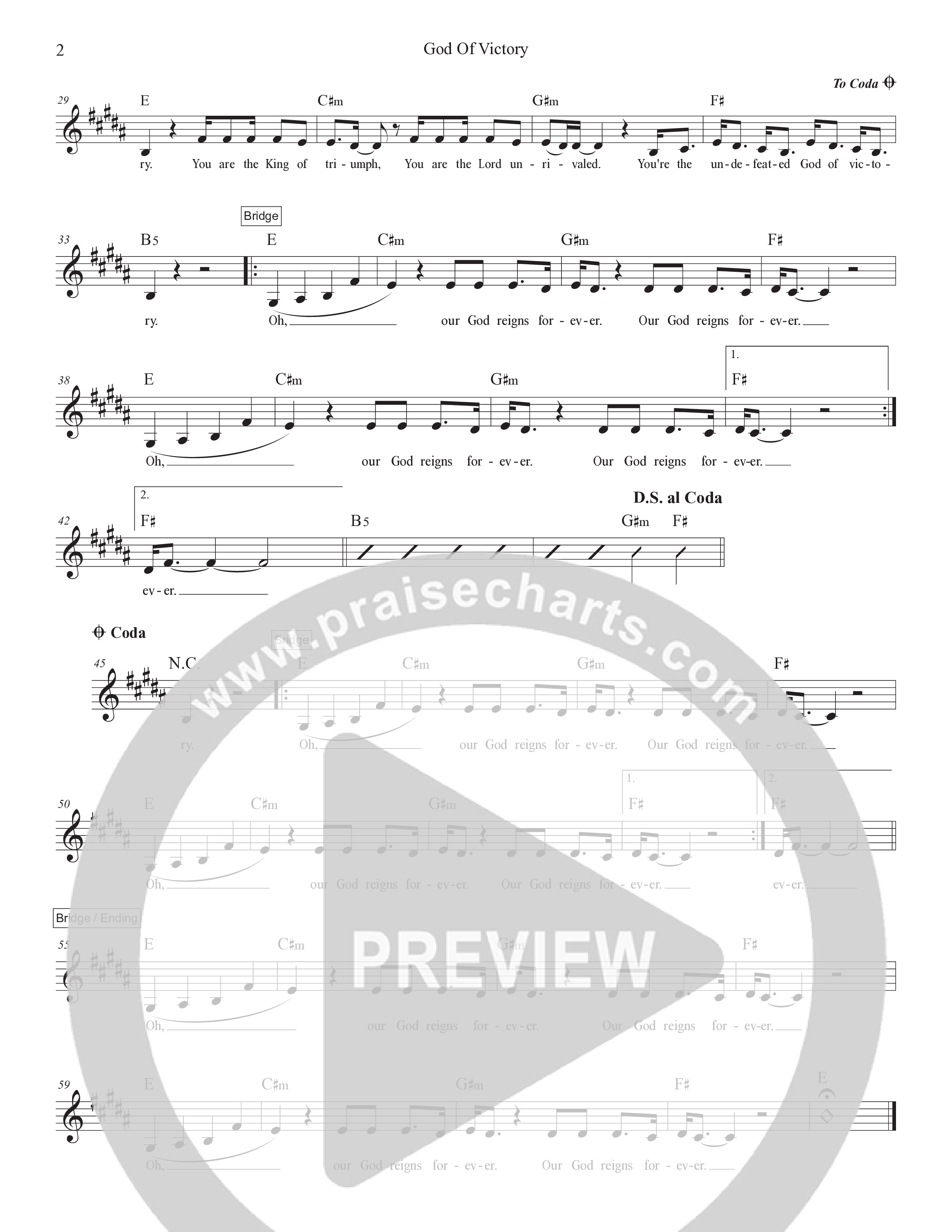 God Of Victory Lead Sheet Melody (Victory House Worship)