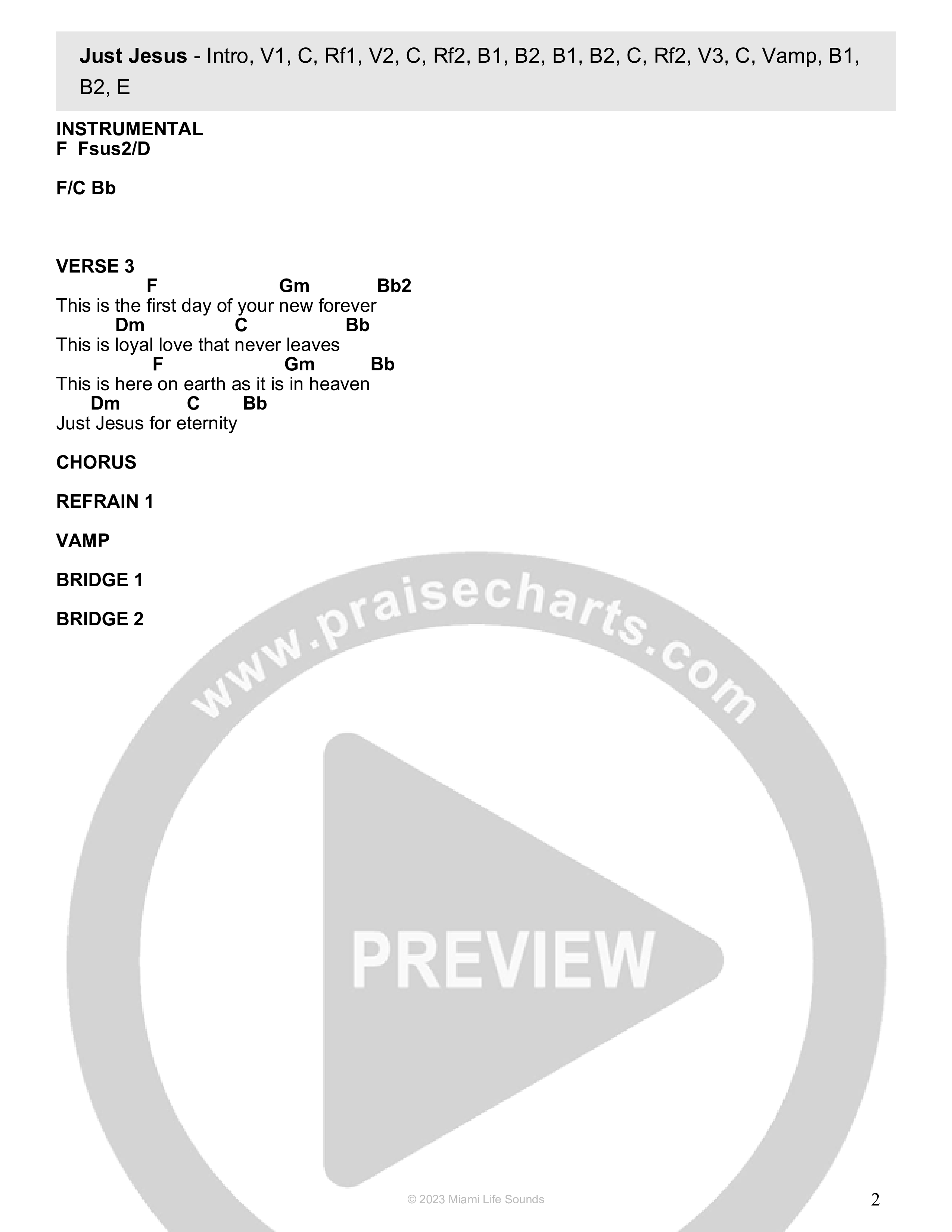 Just Jesus (Live) Chord Chart (Metro Life Worship)