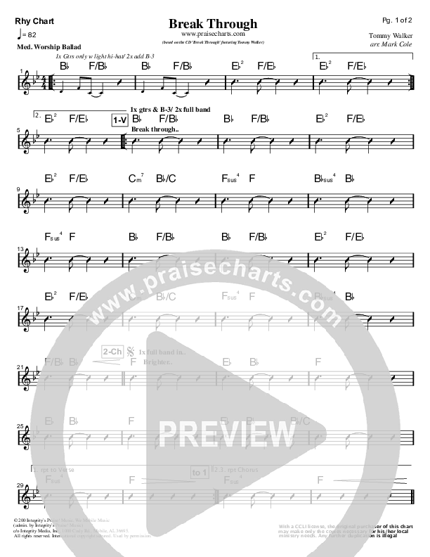 Break Through Rhythm Chart (Tommy Walker)