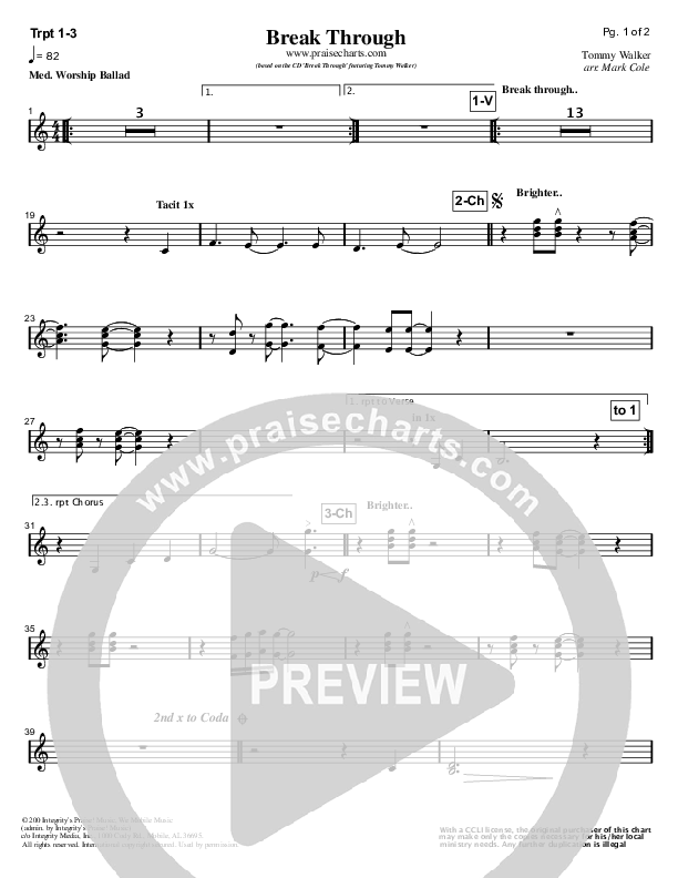 Break Through Trumpet 1/2/3 (Tommy Walker)